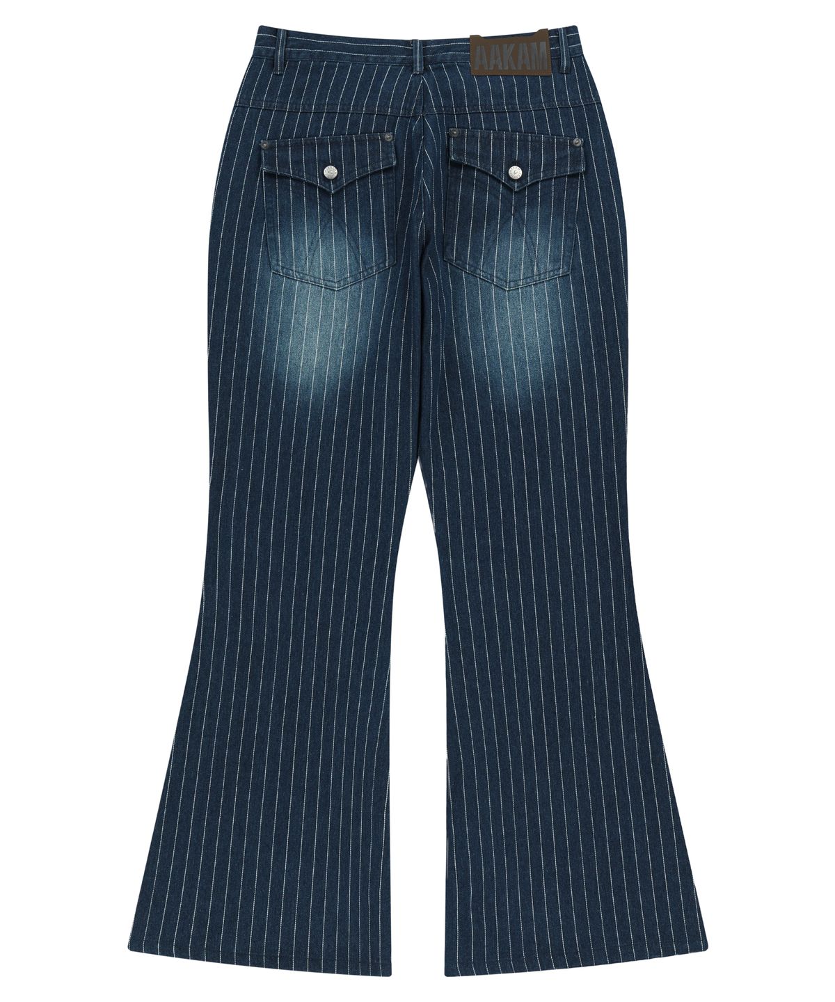 아캄(AAKAM) Striped Flare Denim Pants (Blue)