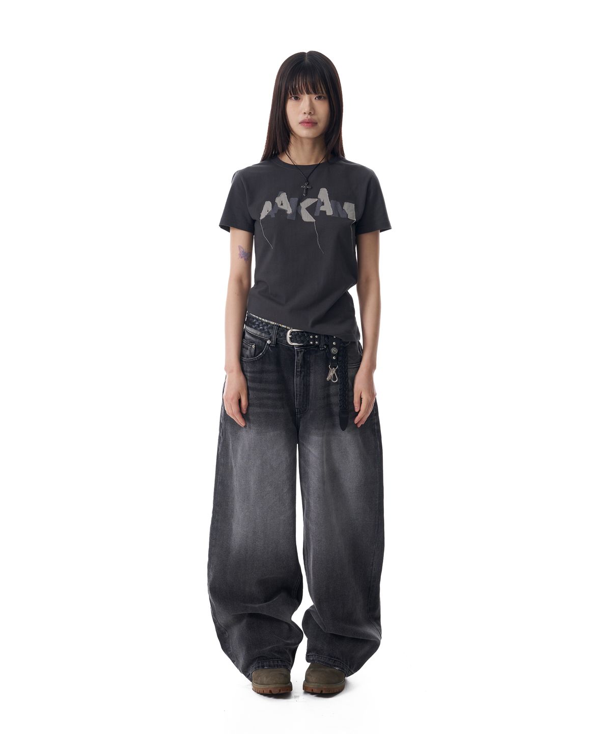 아캄(AAKAM) Distressed Pocket Denim Pants (Black)