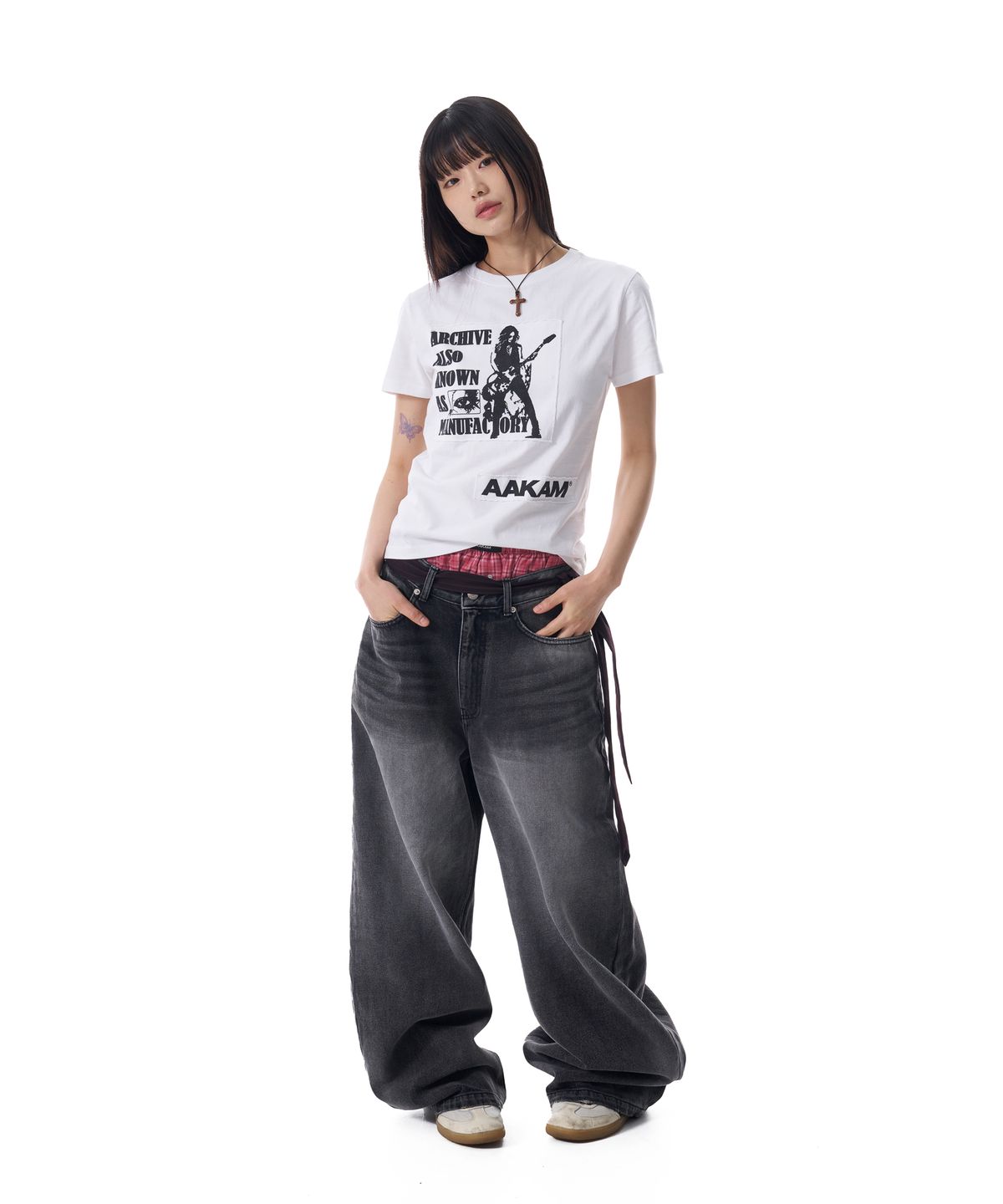아캄(AAKAM) Distressed Pocket Denim Pants (Black)