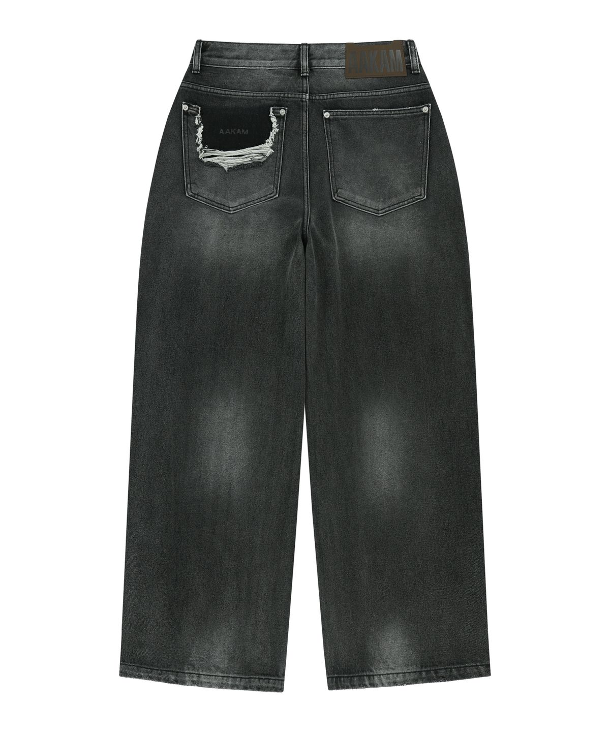 아캄(AAKAM) Distressed Pocket Denim Pants (Black)