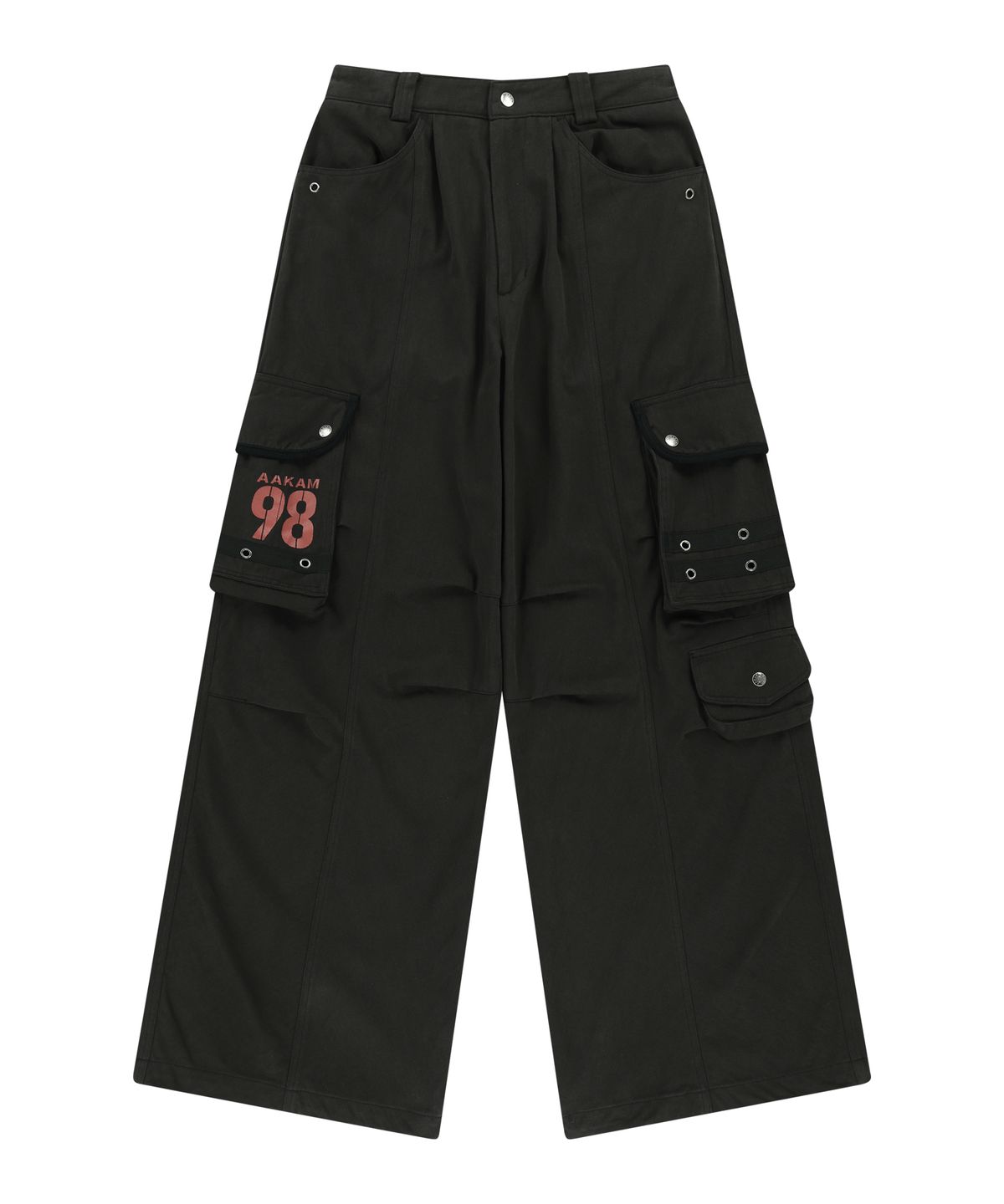 아캄(AAKAM) 98 Knee Pin-Tuck Contrast Cargo Pants (Black)