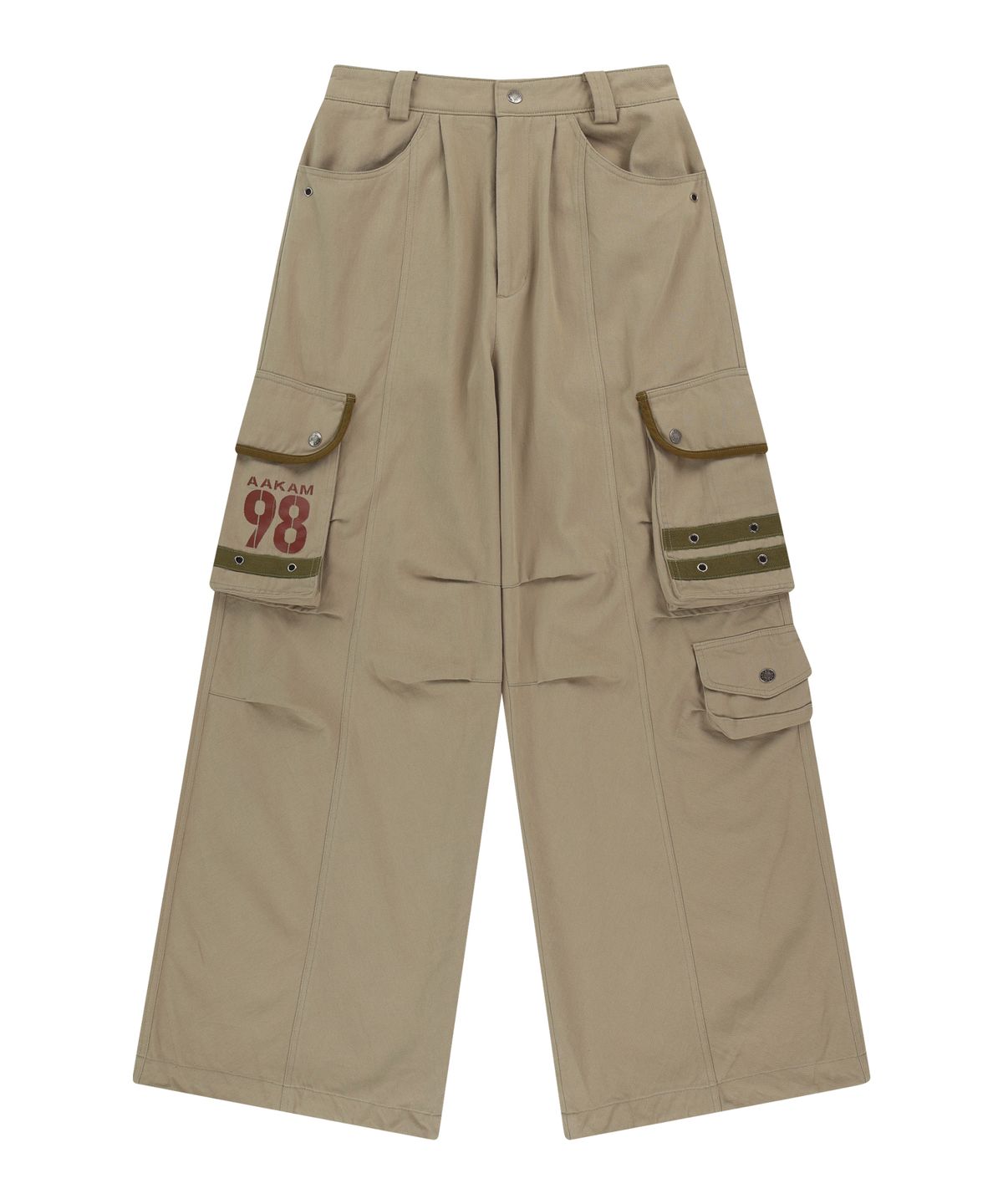 아캄(AAKAM) 98 Knee Pin-Tuck Contrast Cargo Pants (Beige)