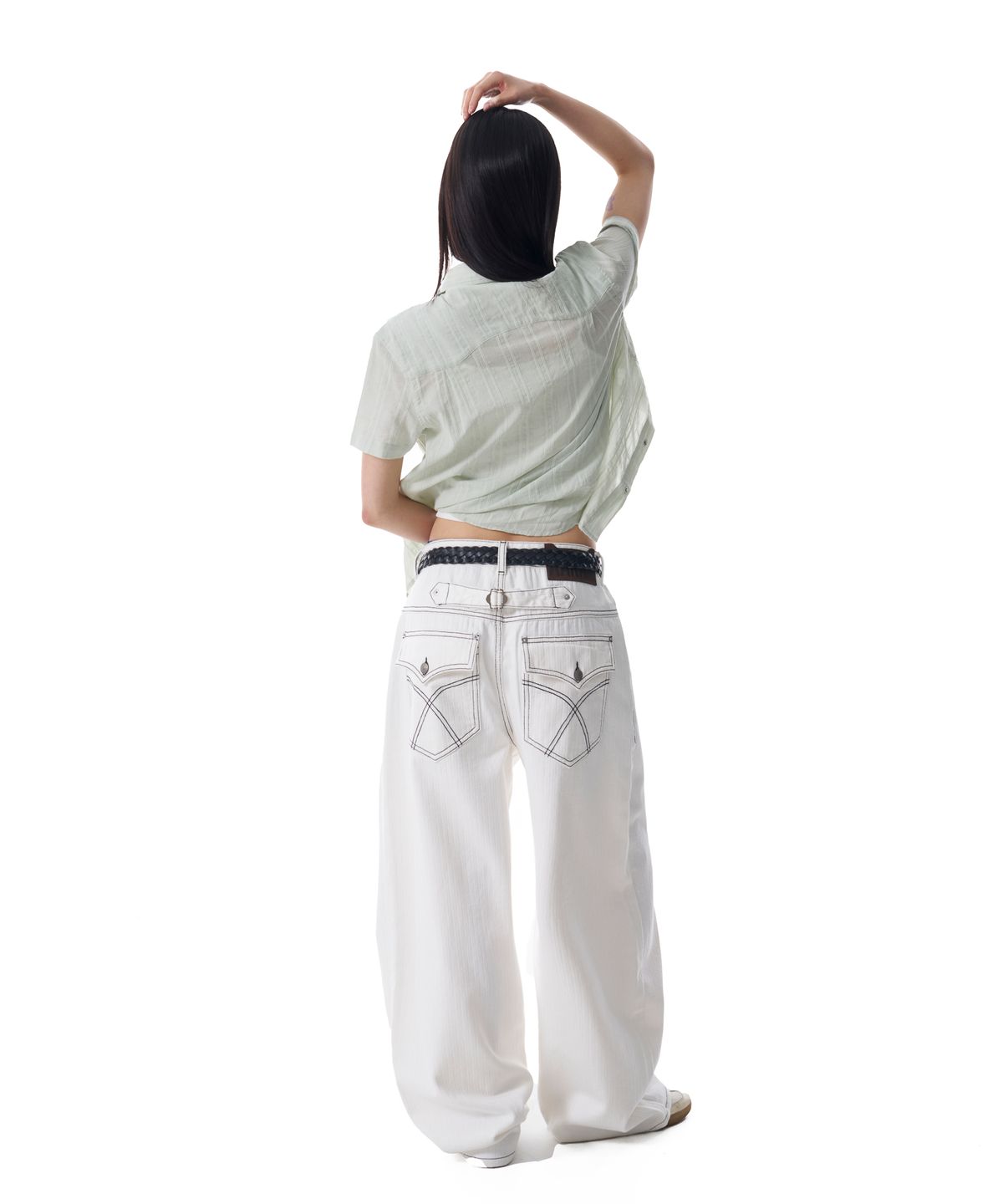 아캄(AAKAM) Patterned Western Half Shirts (Green)