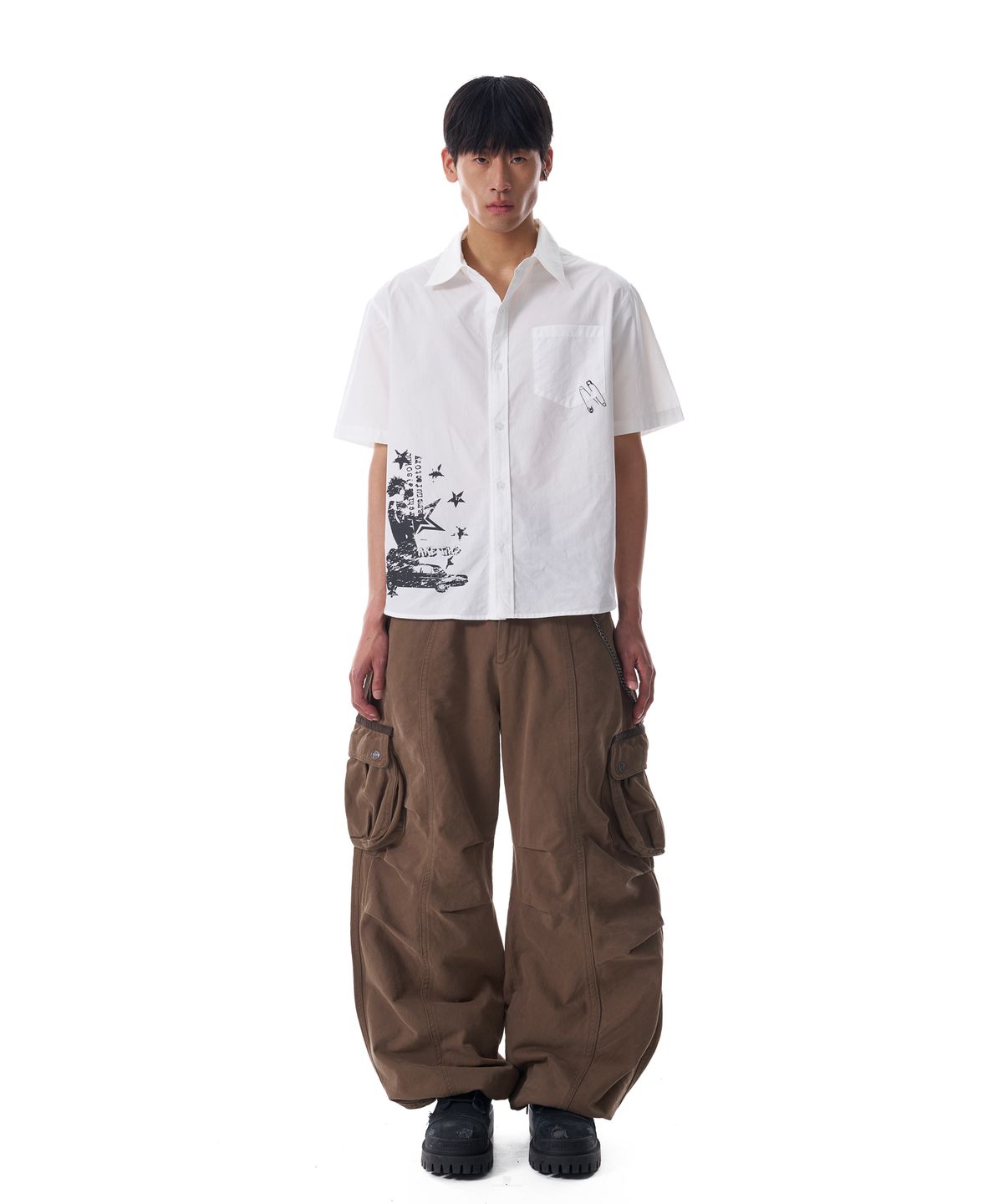 아캄(AAKAM) VTG Printed Half Shirts (White)