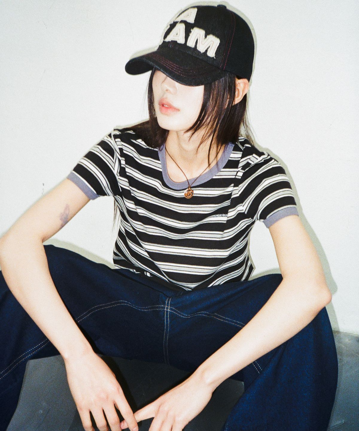 아캄(AAKAM) Denim Trucker Cap (Black)