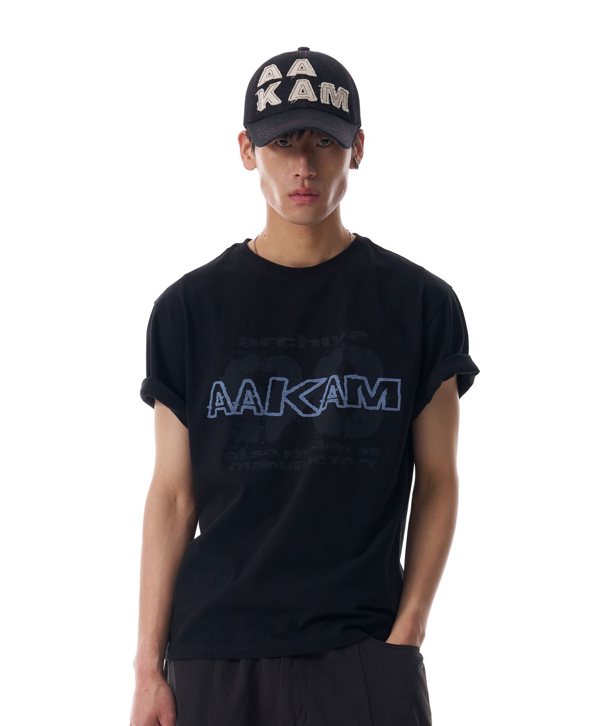 아캄(AAKAM) Denim Trucker Cap (Black)
