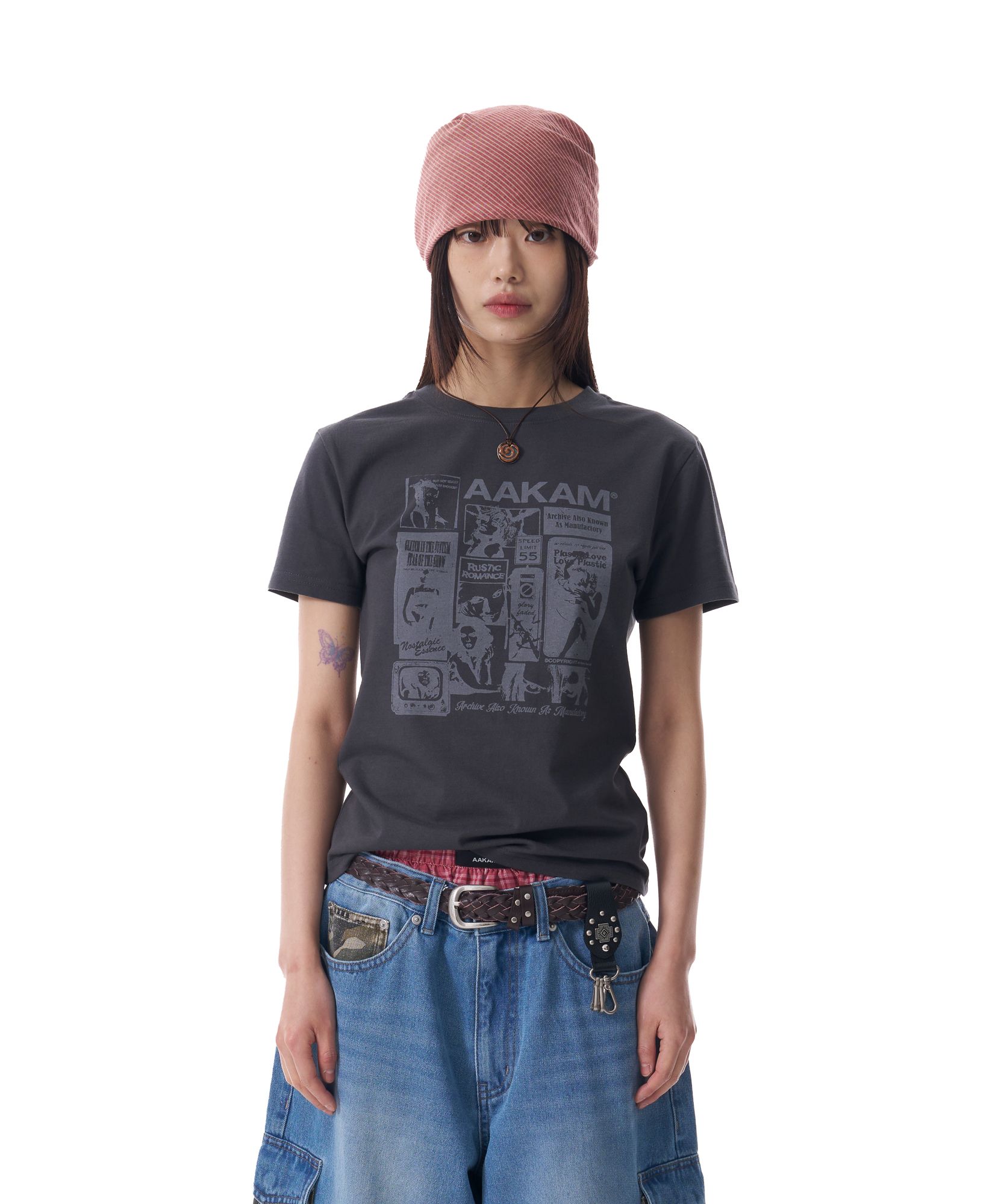 ●AAKAM● 25SS Collage Artwork Half Top MUSINSA | AAKAM Collage Artwork Half Top (Dark Gray)