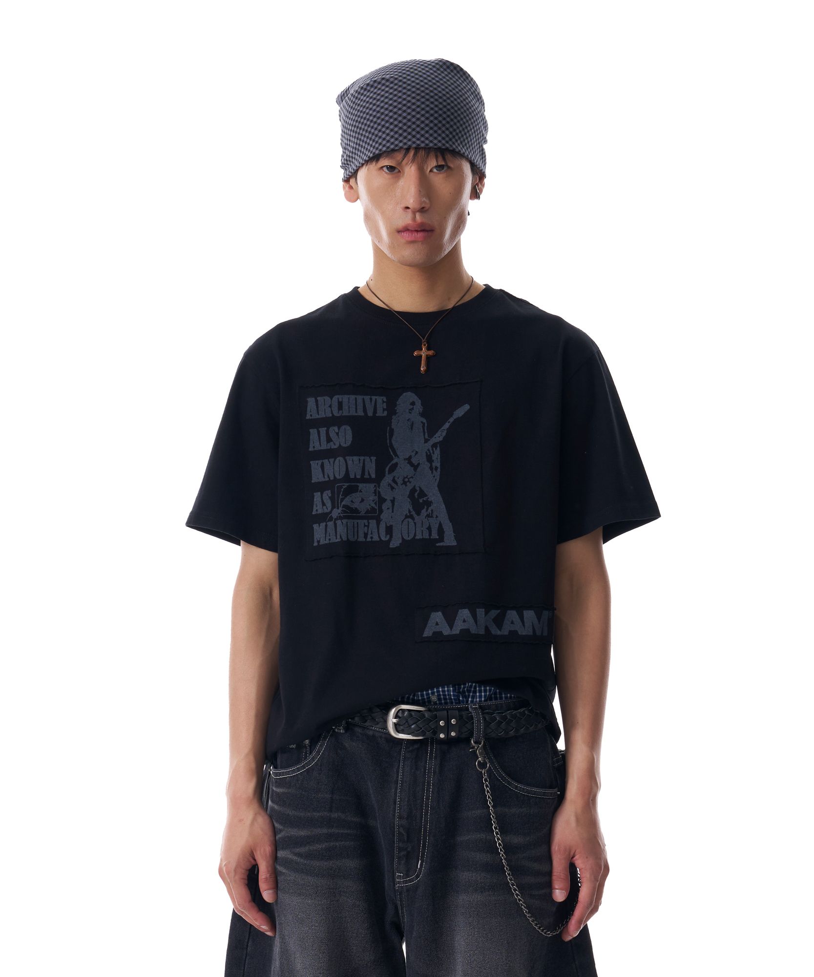●AAKAM● 25SS Washed Patch Half Top MUSINSA | AAKAM Washed Patch Half Top (White)