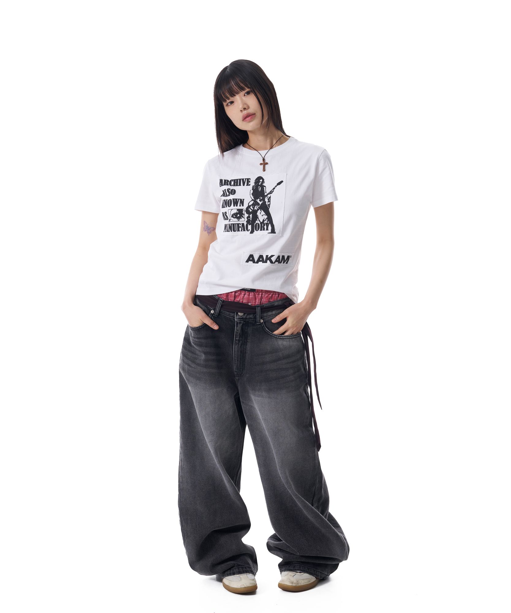●AAKAM● 25SS Washed Patch Half Top MUSINSA | AAKAM Washed Patch Half Top (White)