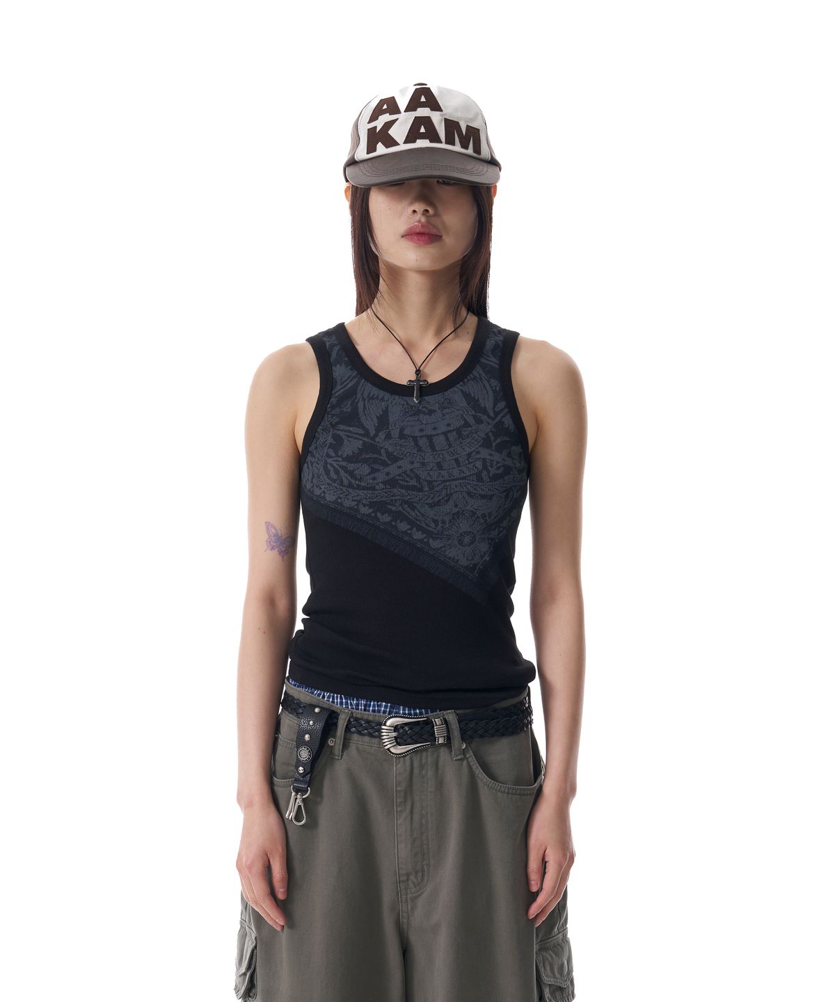 아캄(AAKAM) Scarf Printed Sleeveless (Black)
