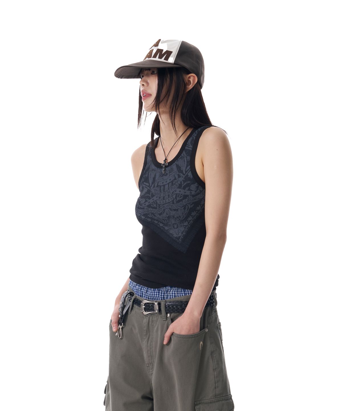 아캄(AAKAM) Scarf Printed Sleeveless (Black)