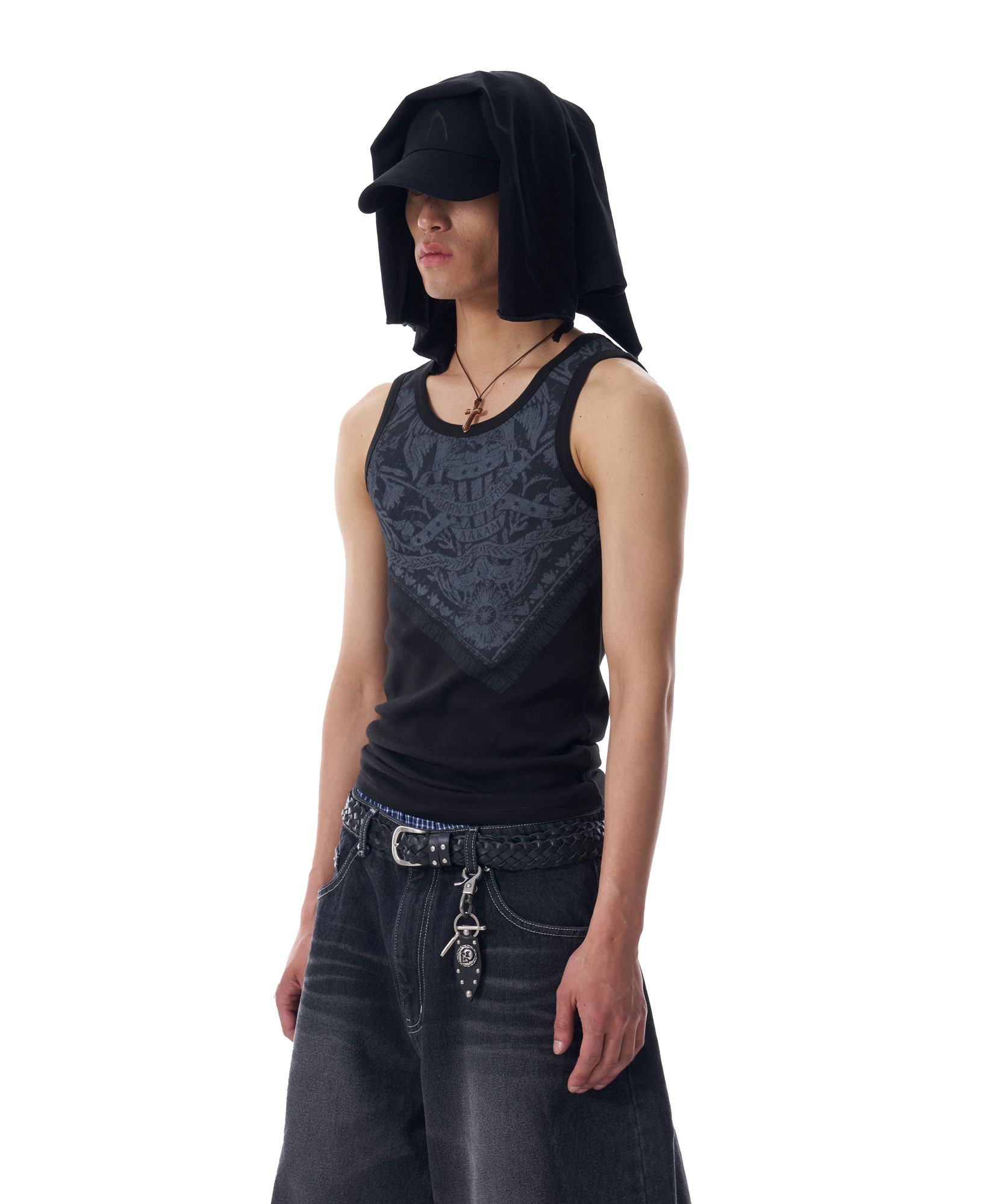 タンクトップ AAKAM Scarf Printed Sleeveless 5SH080 MUSINSA | AAKAM Scarf Printed Sleeveless (Black)