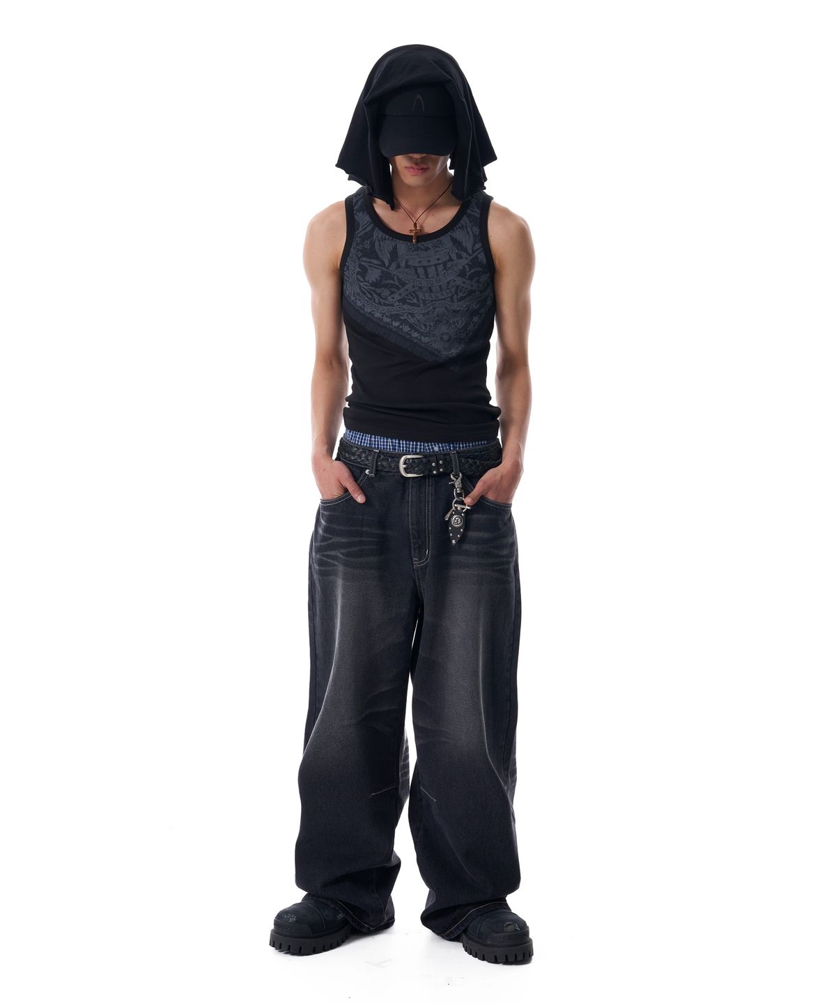 아캄(AAKAM) Scarf Printed Sleeveless (Black)