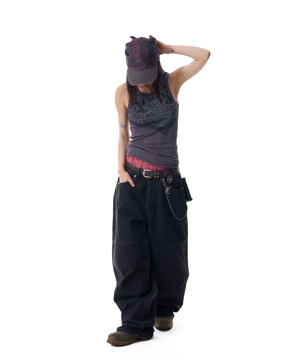 아캄(AAKAM) Scarf Printed Sleeveless (Dark Gray)