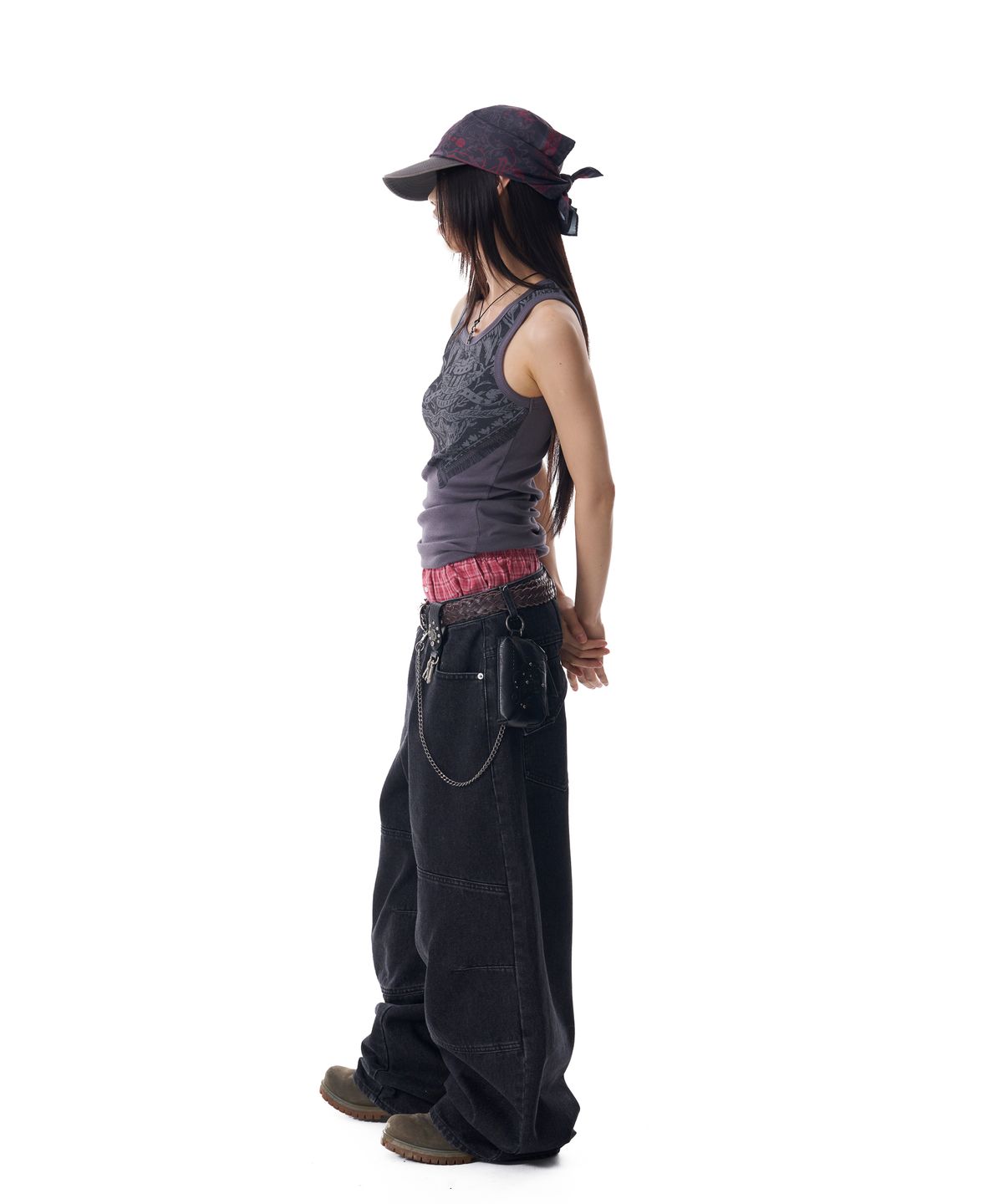 아캄(AAKAM) Scarf Printed Sleeveless (Dark Gray)