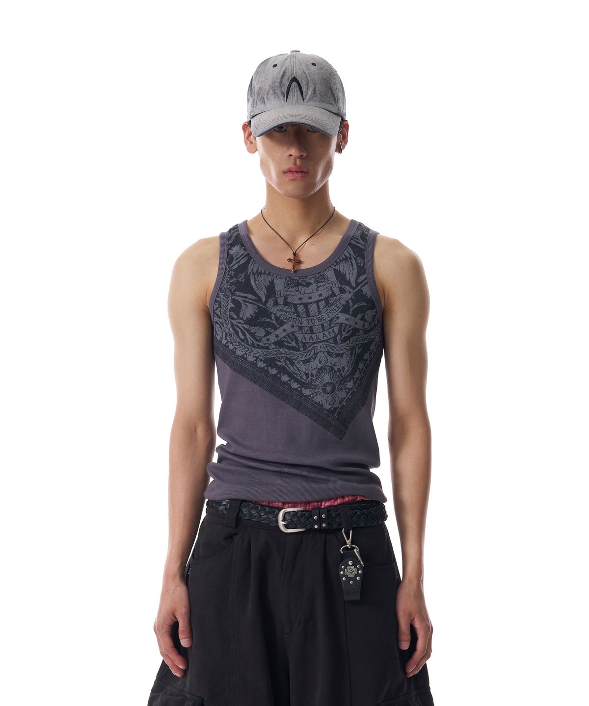 아캄(AAKAM) Scarf Printed Sleeveless (Dark Gray)