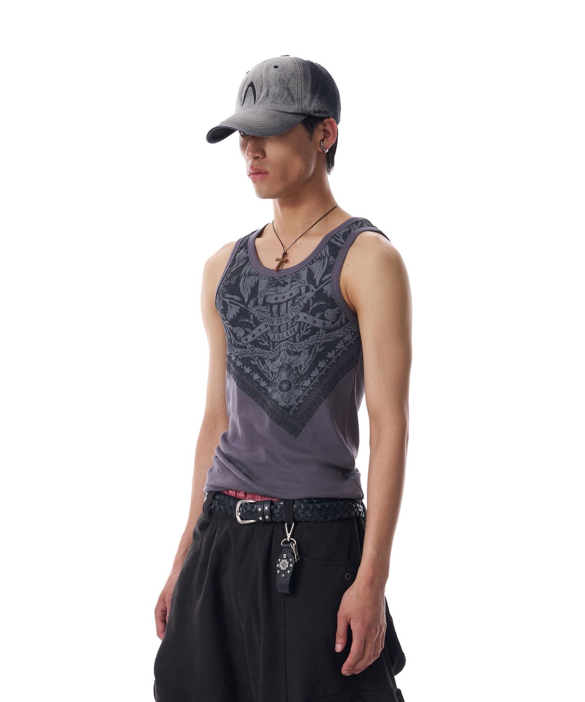 아캄(AAKAM) Scarf Printed Sleeveless (Dark Gray)