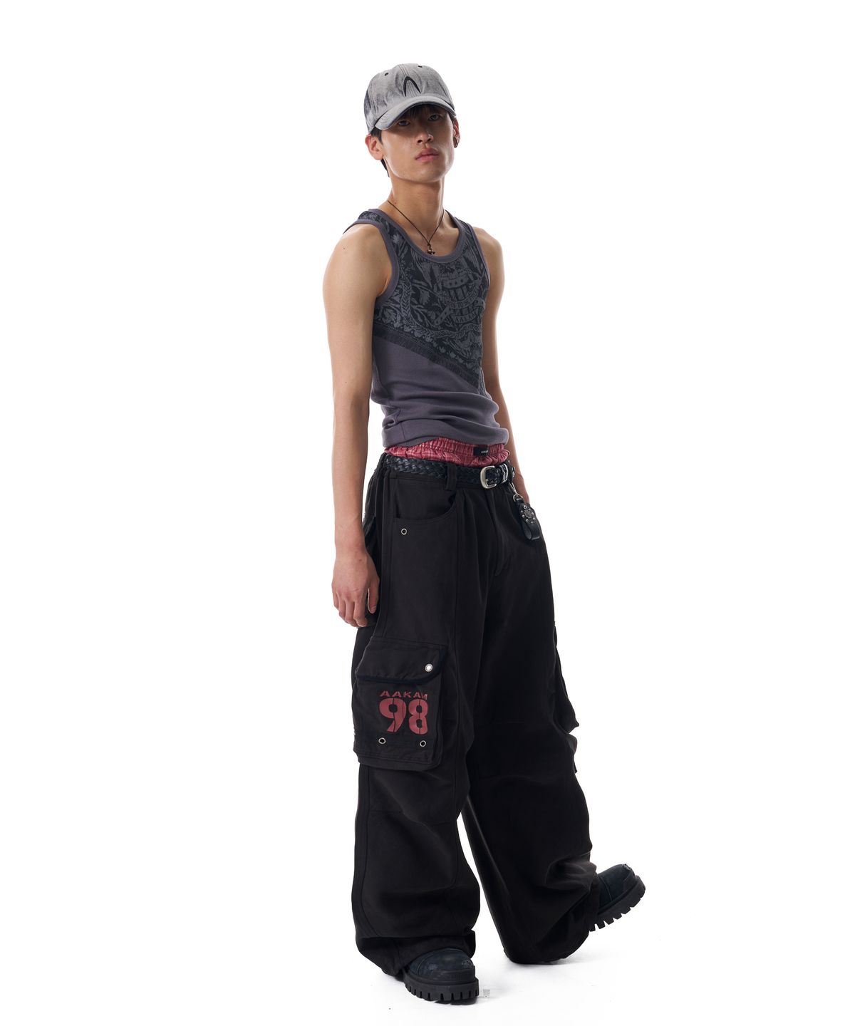 아캄(AAKAM) Scarf Printed Sleeveless (Dark Gray)