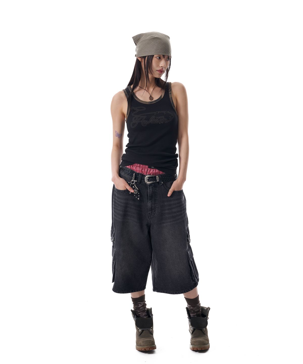 아캄(AAKAM) Rope Contrast Camo Sleeveless (Black)