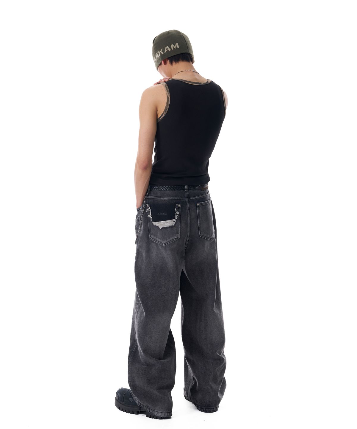 아캄(AAKAM) Rope Contrast Camo Sleeveless (Black)