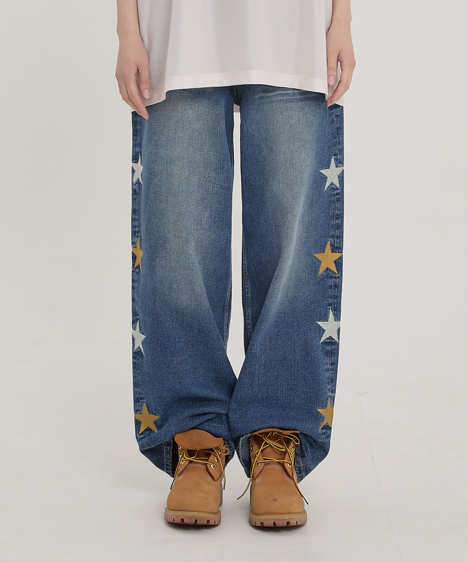 MUSINSA | WAI KEI Star Denim Pants Medium Blue