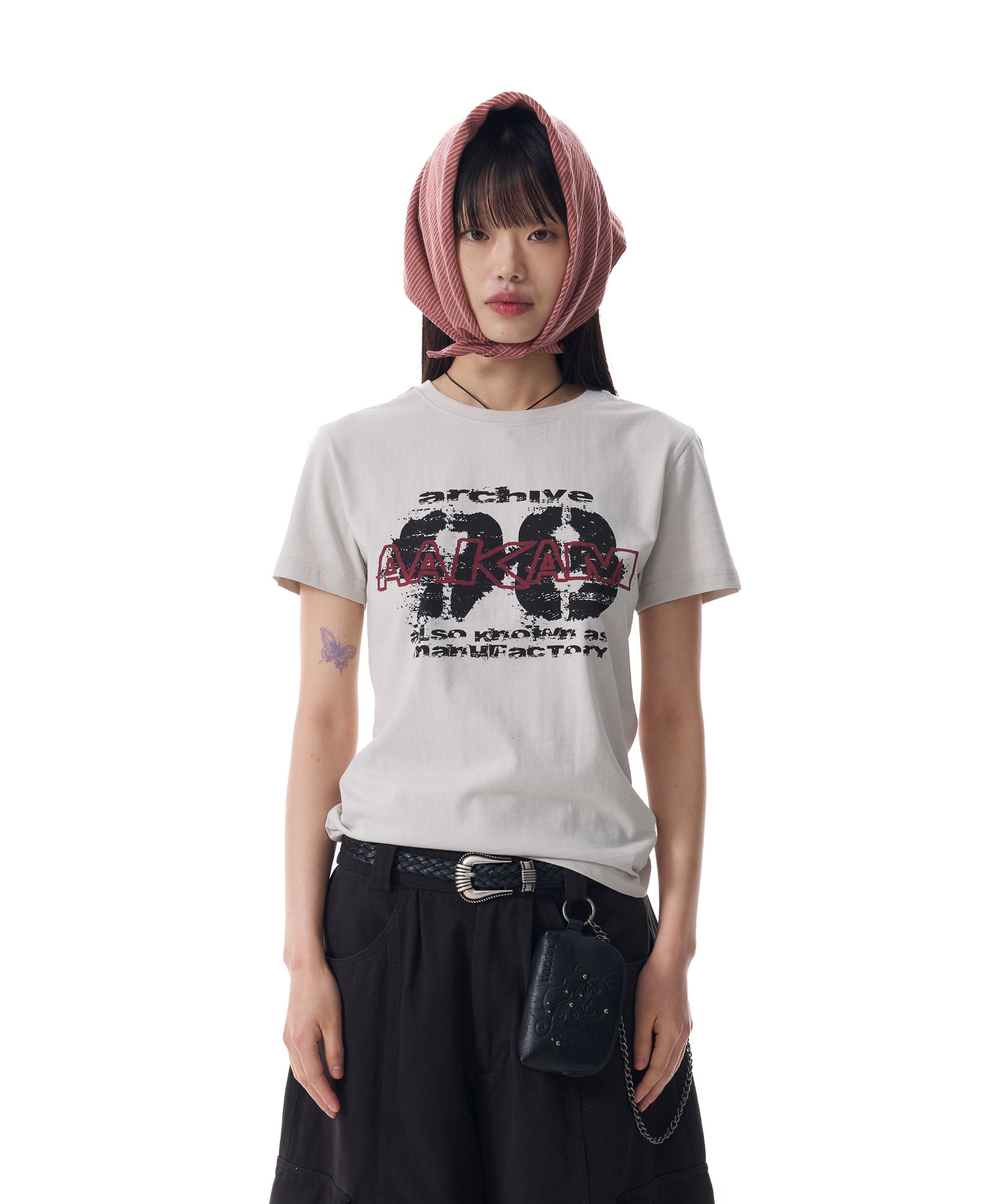 MUSINSA | AAKAM Painted 98 Half Top (Light Gray)