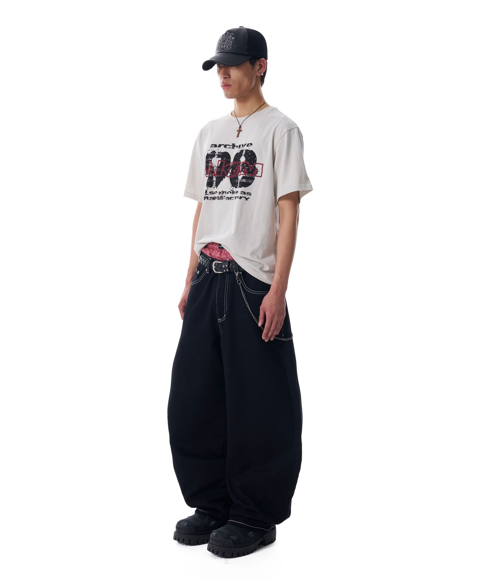 MUSINSA | AAKAM Painted 98 Half Top (Light Gray)