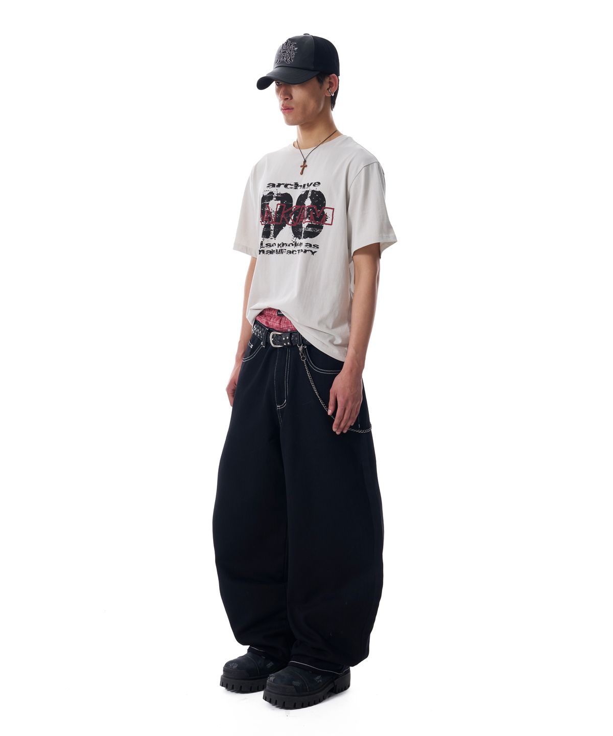 아캄(AAKAM) Painted 98 Half Top (Light Gray)