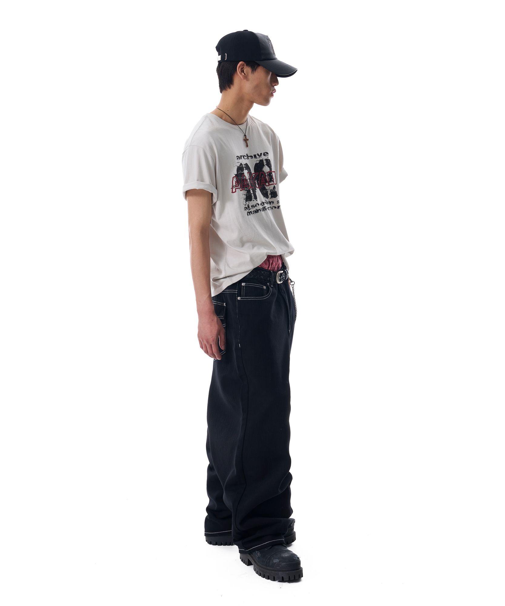 MUSINSA | AAKAM Painted 98 Half Top (Light Gray)