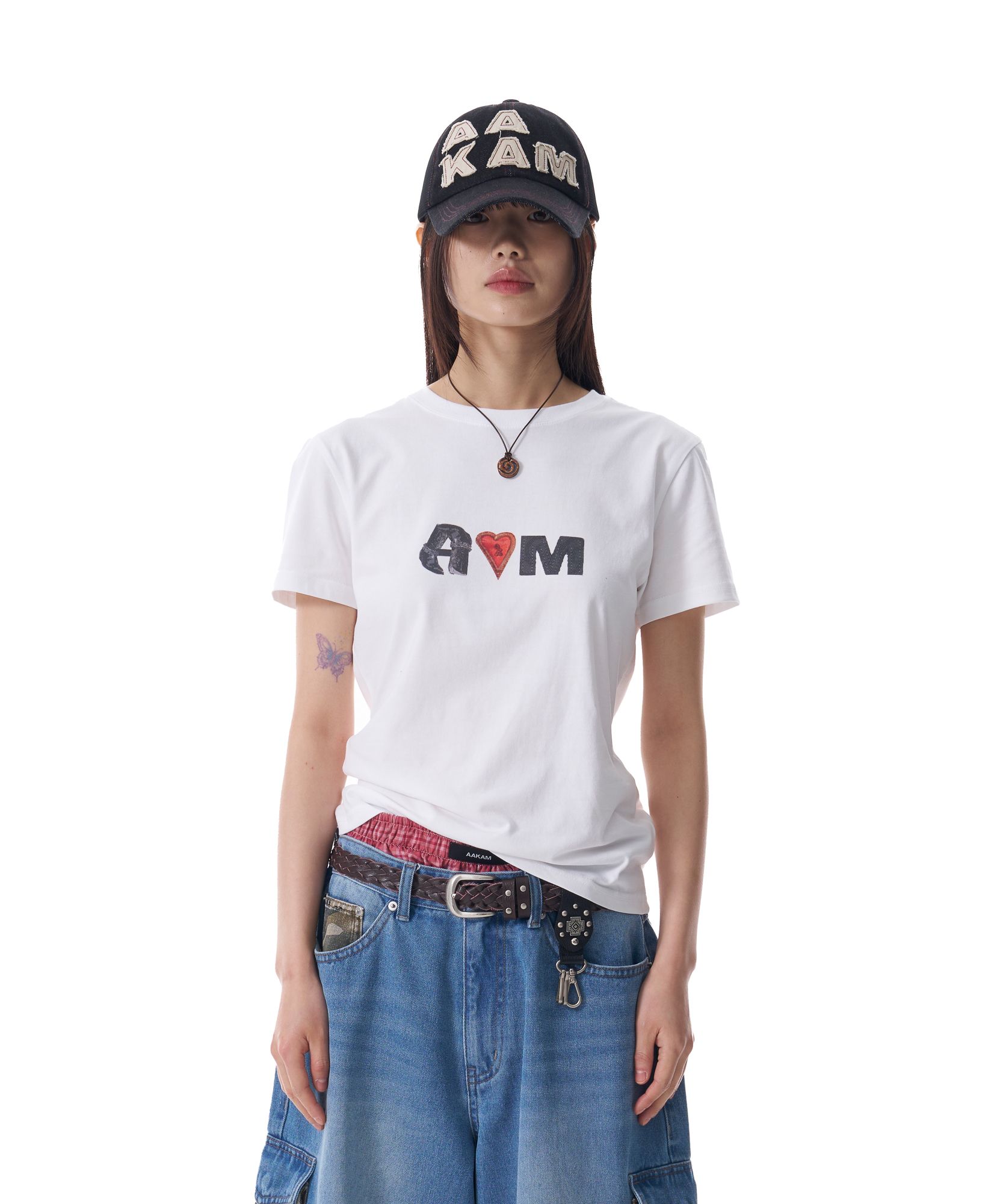 ◆25SS AAKAM Heart AKM Half Top◆ MUSINSA | AAKAM Heart AKM Half Top (White)