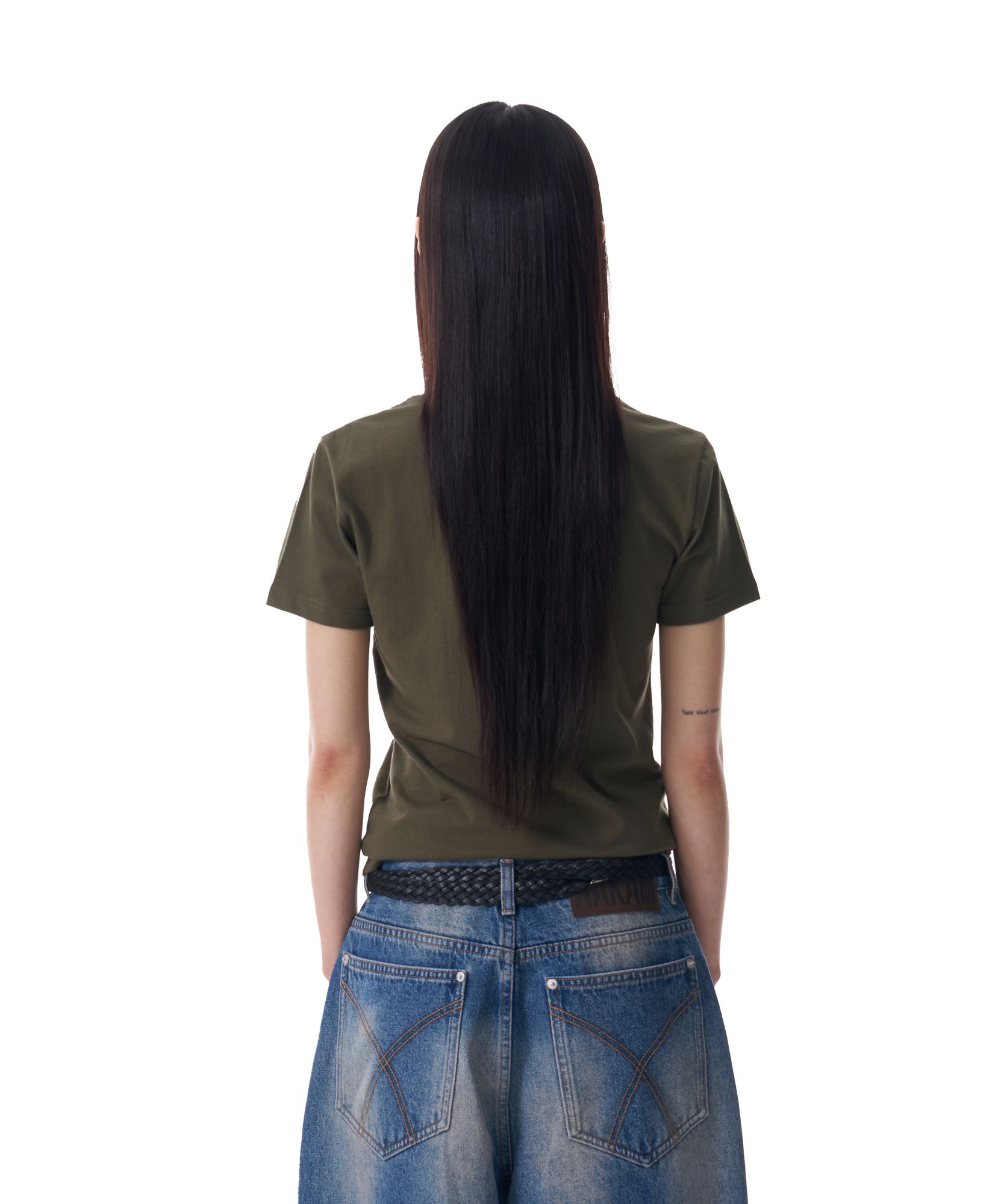 MUSINSA | AAKAM Grunge Patch Half Top (Khaki)