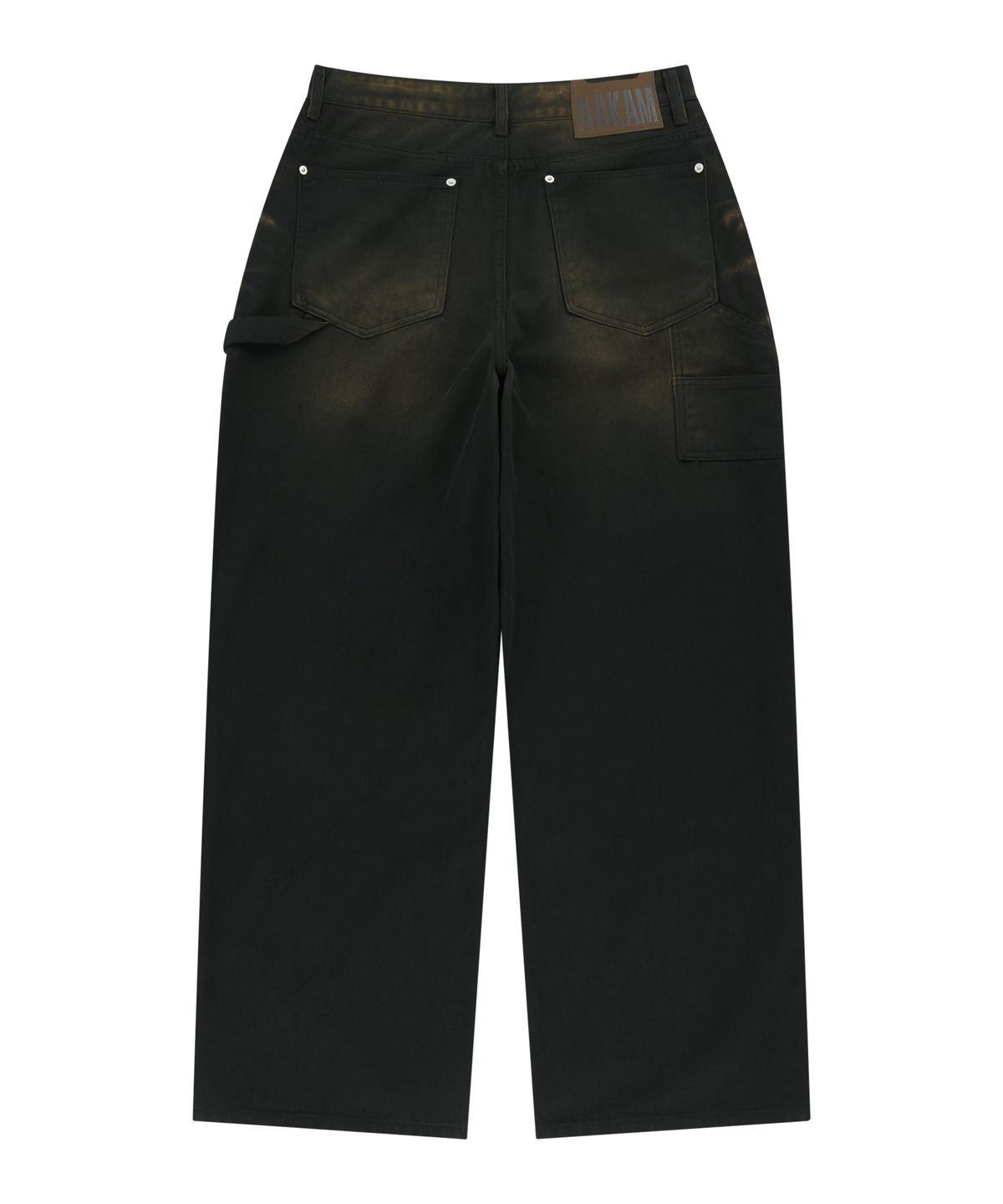 아캄(AAKAM) Dirty Washed Double Knee Cotton Pants (Black)