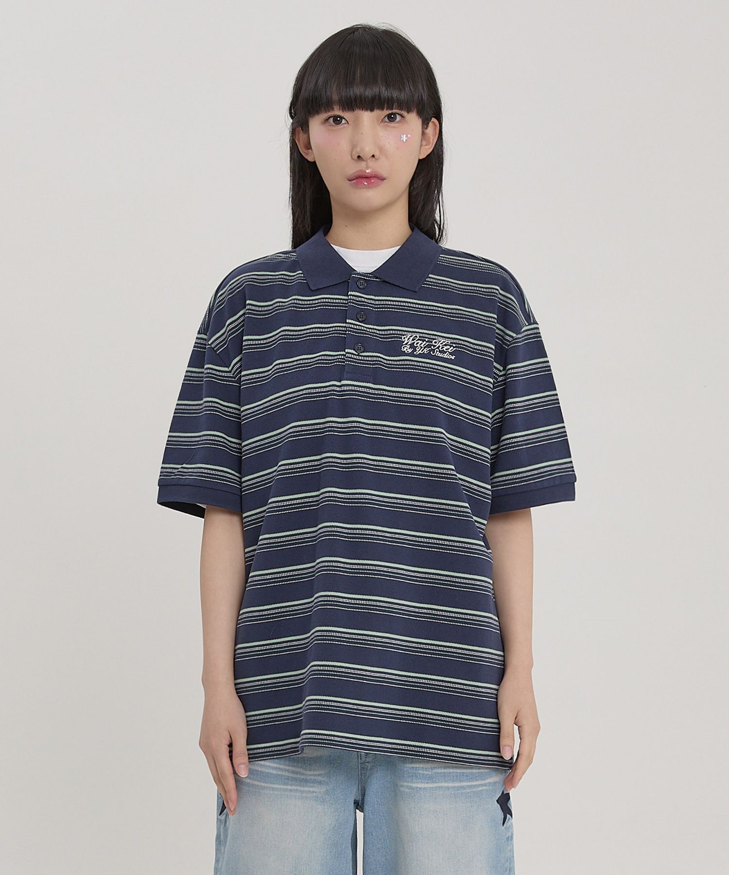 ★WAIKEI★ Striped pique short sleeve t-shirt navy YKBE02TS0 MUSINSA | WAI KEI Striped pique short sleeve t-shirt navy
