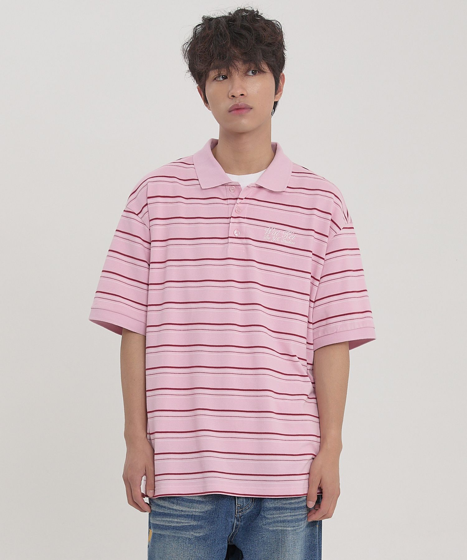 ★WAIKEI★ Striped pique short sleeve t-shirt pink YKBE02TS0 MUSINSA | WAI KEI Striped pique short sleeve t-shirt pink