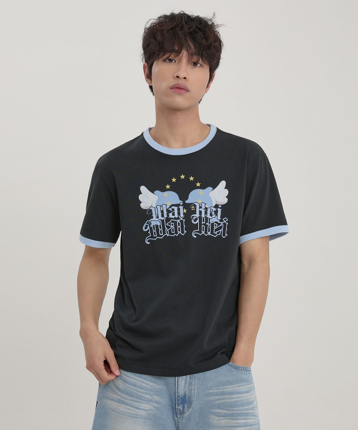와이케이(WAIKEI) 엔젤 돌핀 반팔티셔츠 블랙