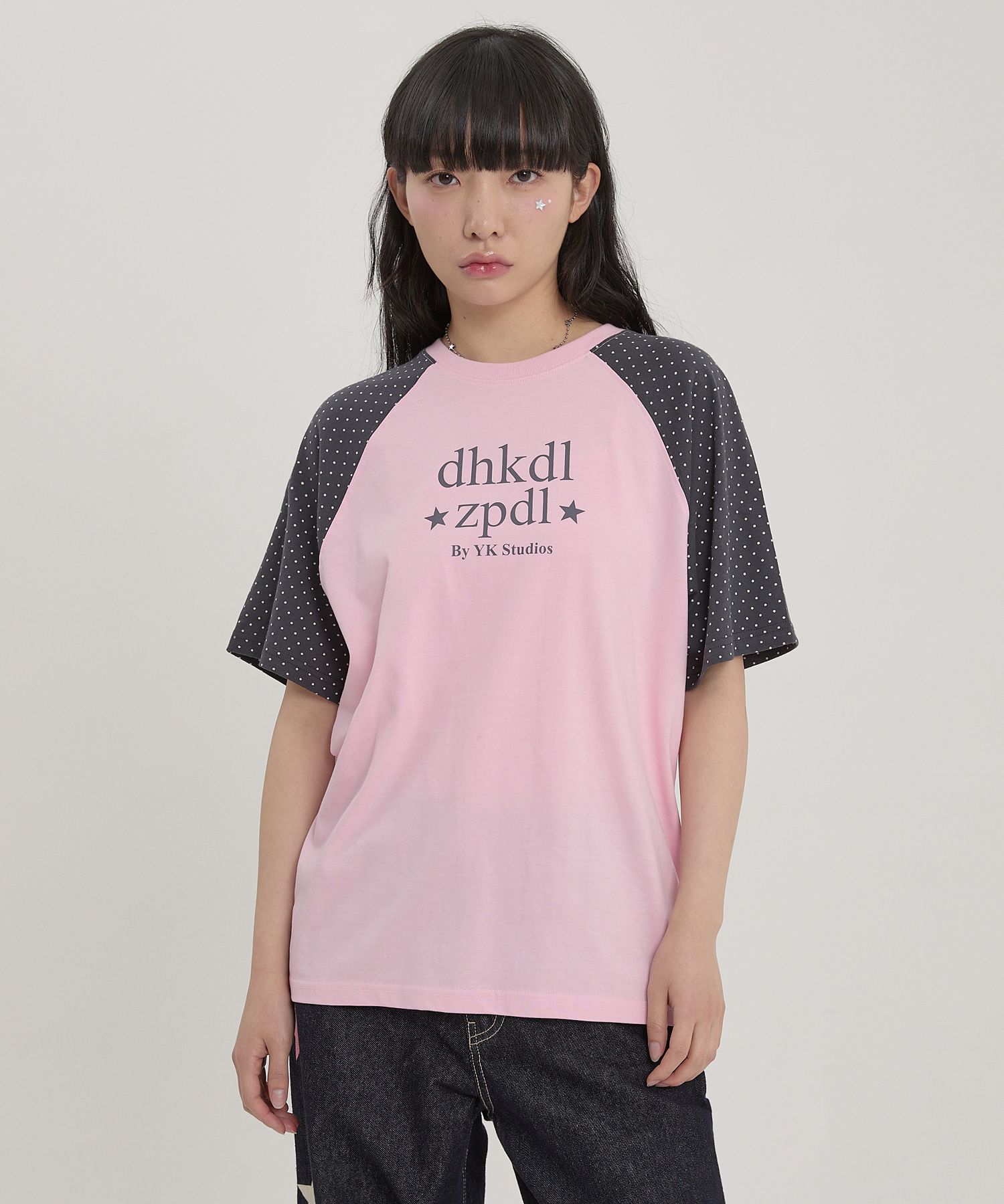 ★WAIKEI★ Dot Raglan Short Sleeve T-shirt Pink YKBE02TS04-2 MUSINSA | WAI KEI Dot Raglan Short Sleeve T-shirt Pink