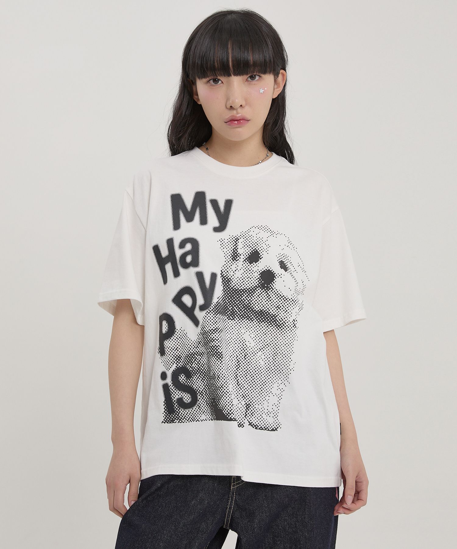 ★WAIKEI★ MY HAPPY IS Stamp Short Sleeve T-shirt Beige YKBE MUSINSA | WAI KEI MY HAPPY IS Stamp Short Sleeve T-shirt Khaki