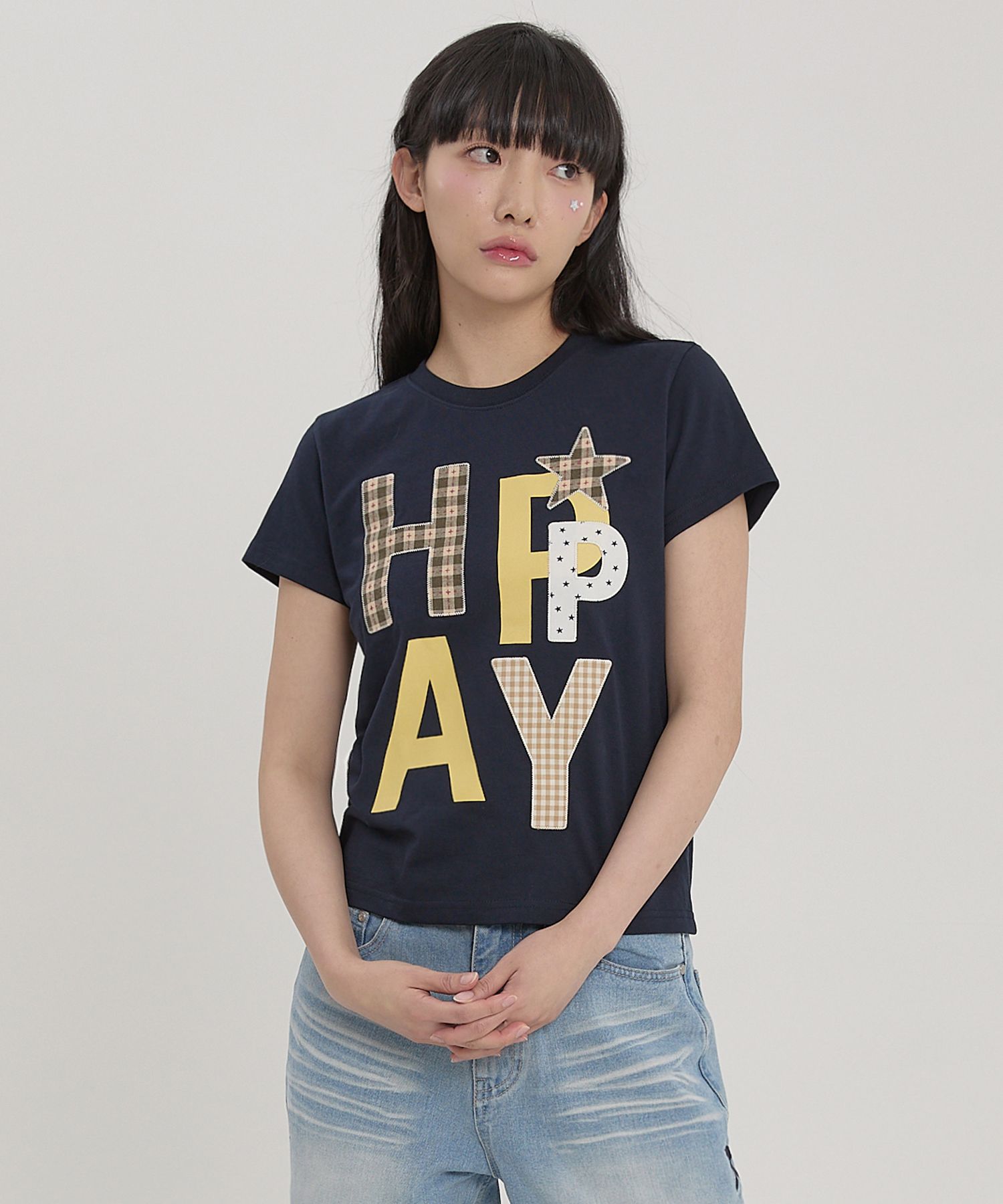 Tシャツ・カットソー Wai Kei HAPPY Patchwork Short Sleeve T-shirt 5BSA066 Wai Kei HAPPY Patchwork Short Sleeve T-shirt 5BSA066 (Wai