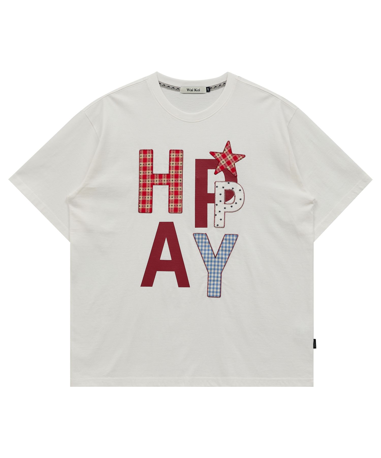 Tシャツ・カットソー Wai Kei HAPPY Patchwork Short Sleeve T-shirt 5BSA066 MUSINSA | WAI KEI HAPPY Patchwork Short Sleeve T-shirt White