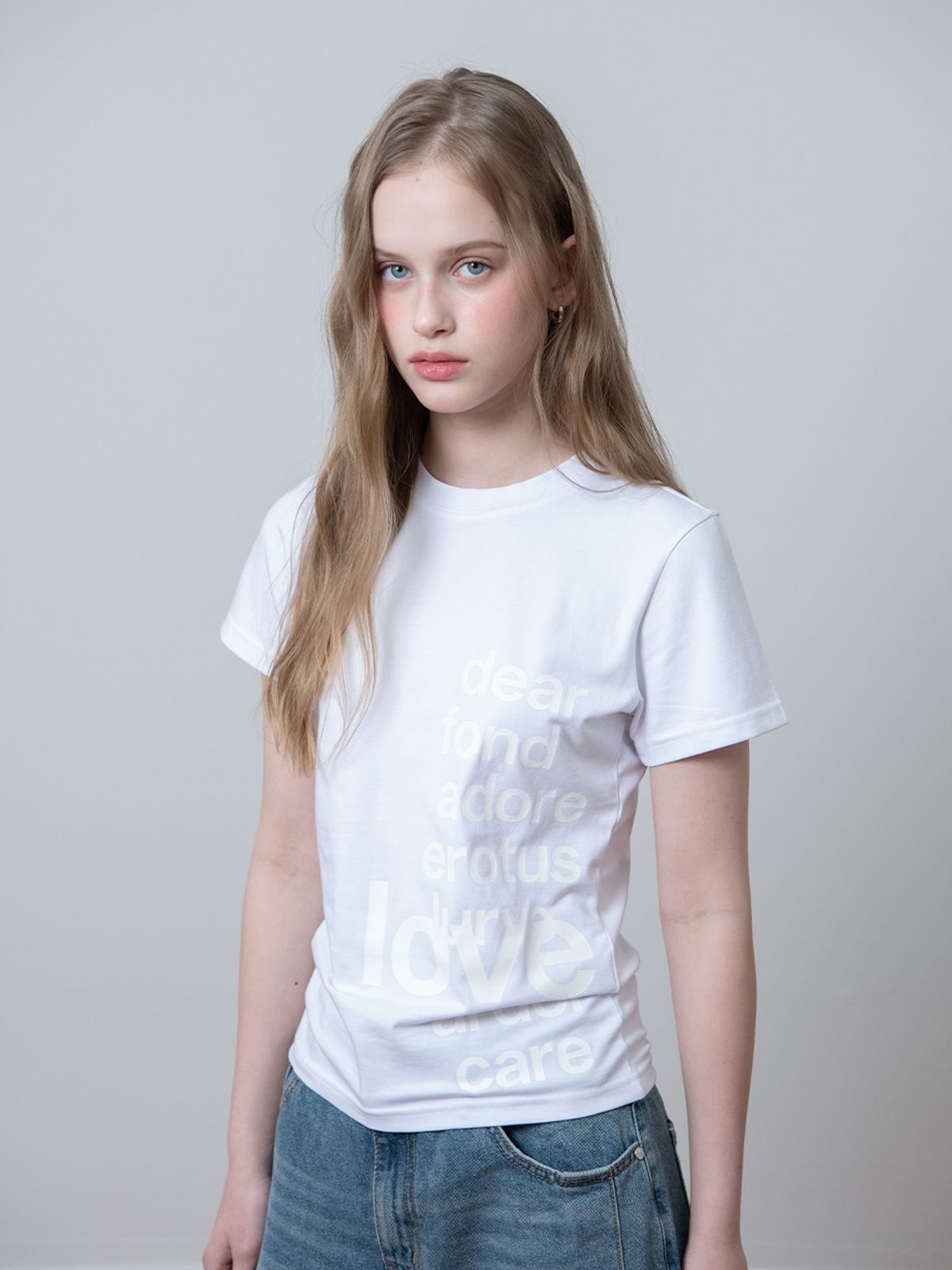 오피쉬(OAFISH) TONE ON TONE LETTERING T-SHIRT, WHITE