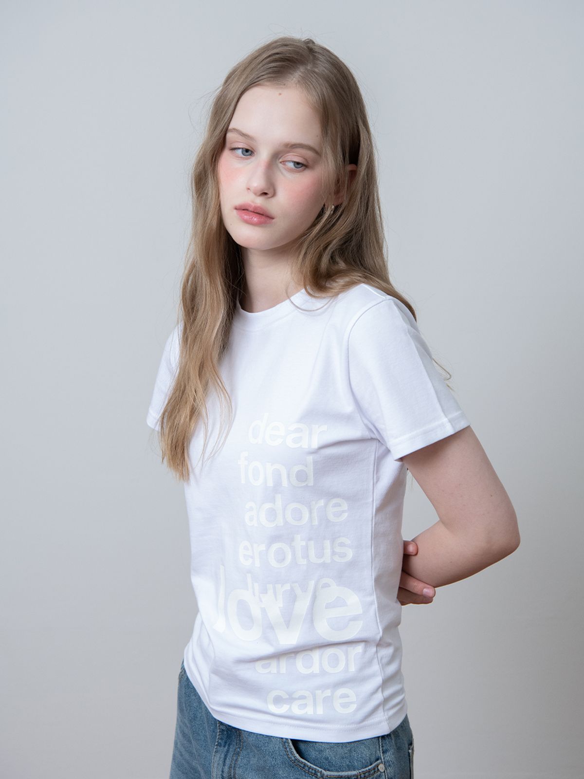 오피쉬(OAFISH) TONE ON TONE LETTERING T-SHIRT, WHITE