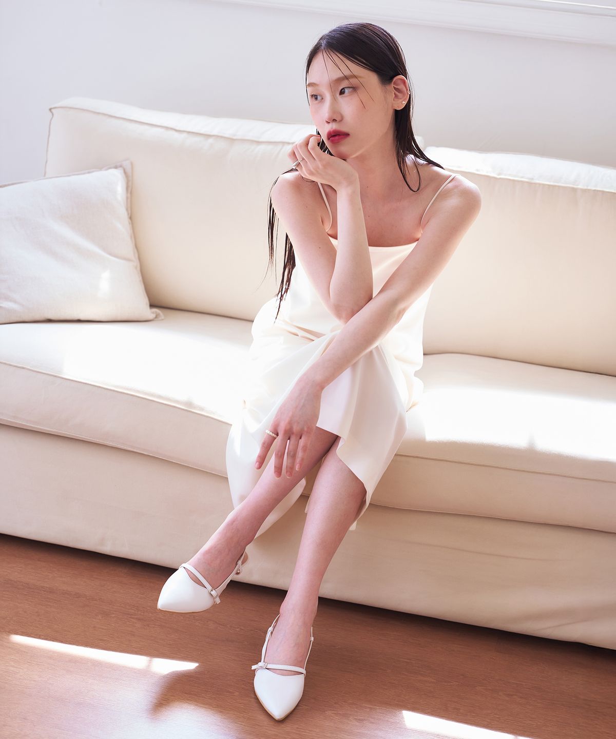 커스텀에이드 우먼(CUSTOMADE WOMAN) 5cm 메리제인 키튼 힐 슬링백 케이트(CW0094WH)