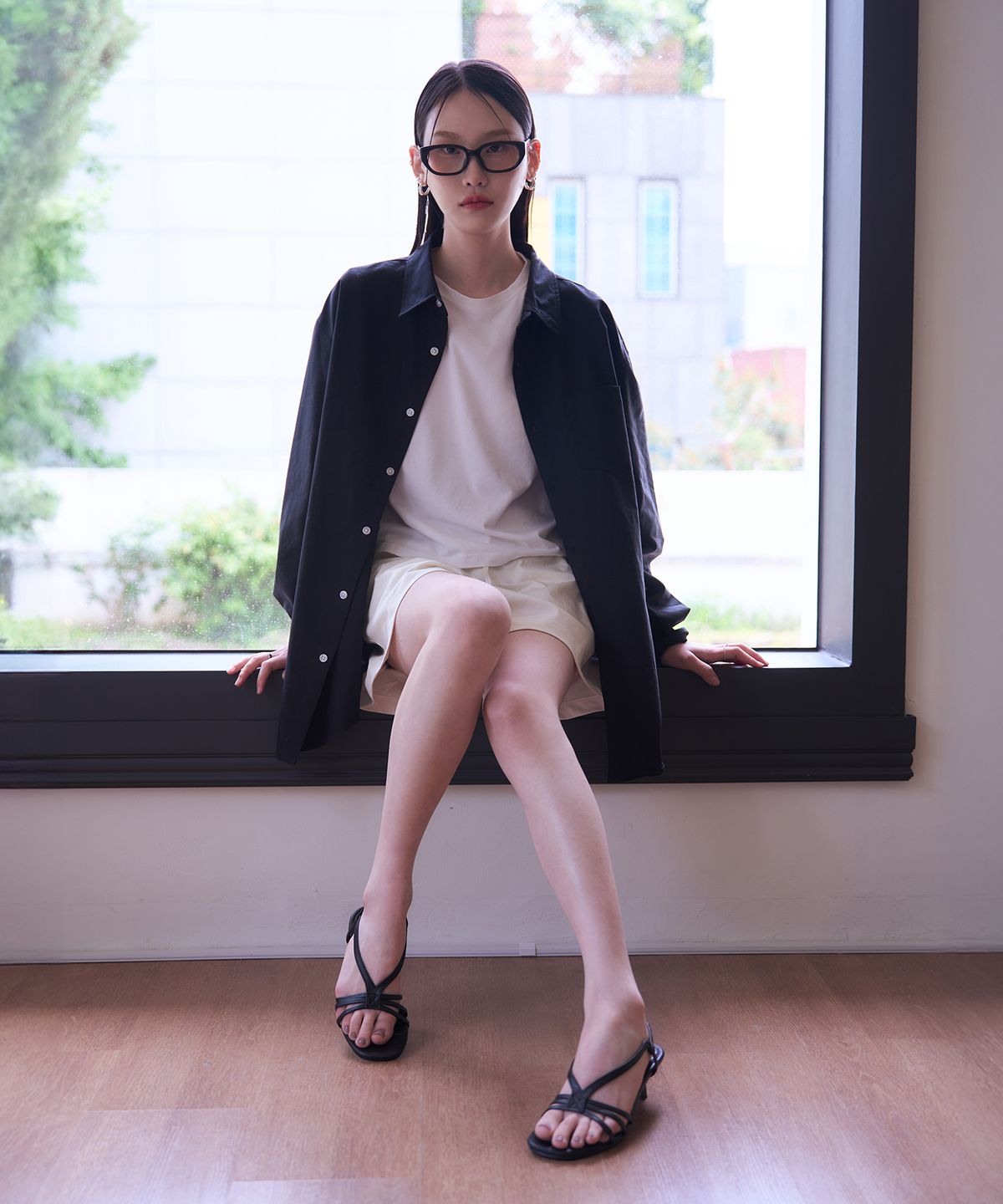 커스텀에이드 우먼(CUSTOMADE WOMAN) 5cm 스트랩 뮬 샌들 키튼힐 블리스(CW0095BK)