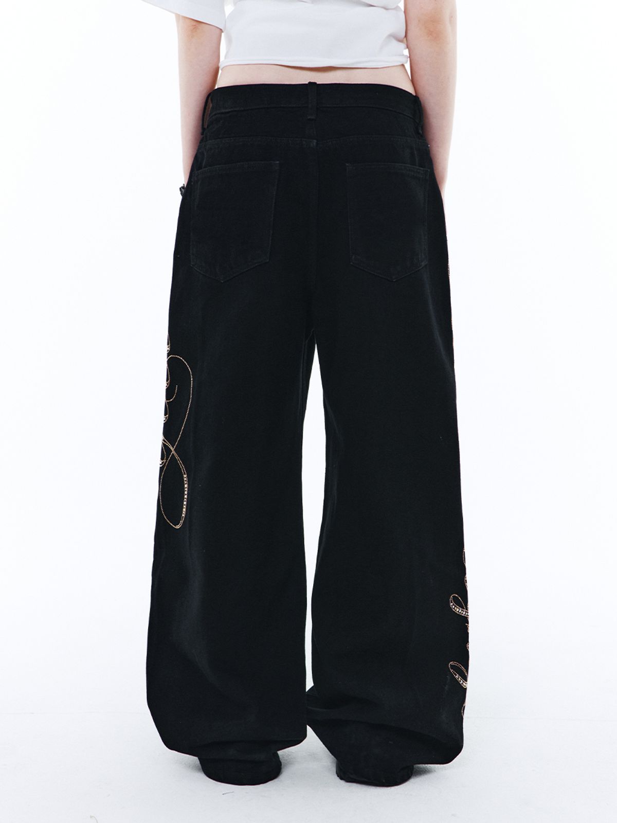 와이이이엘(YEEL) YEEL SIDE CUBIC DENIM PANTS BLACK