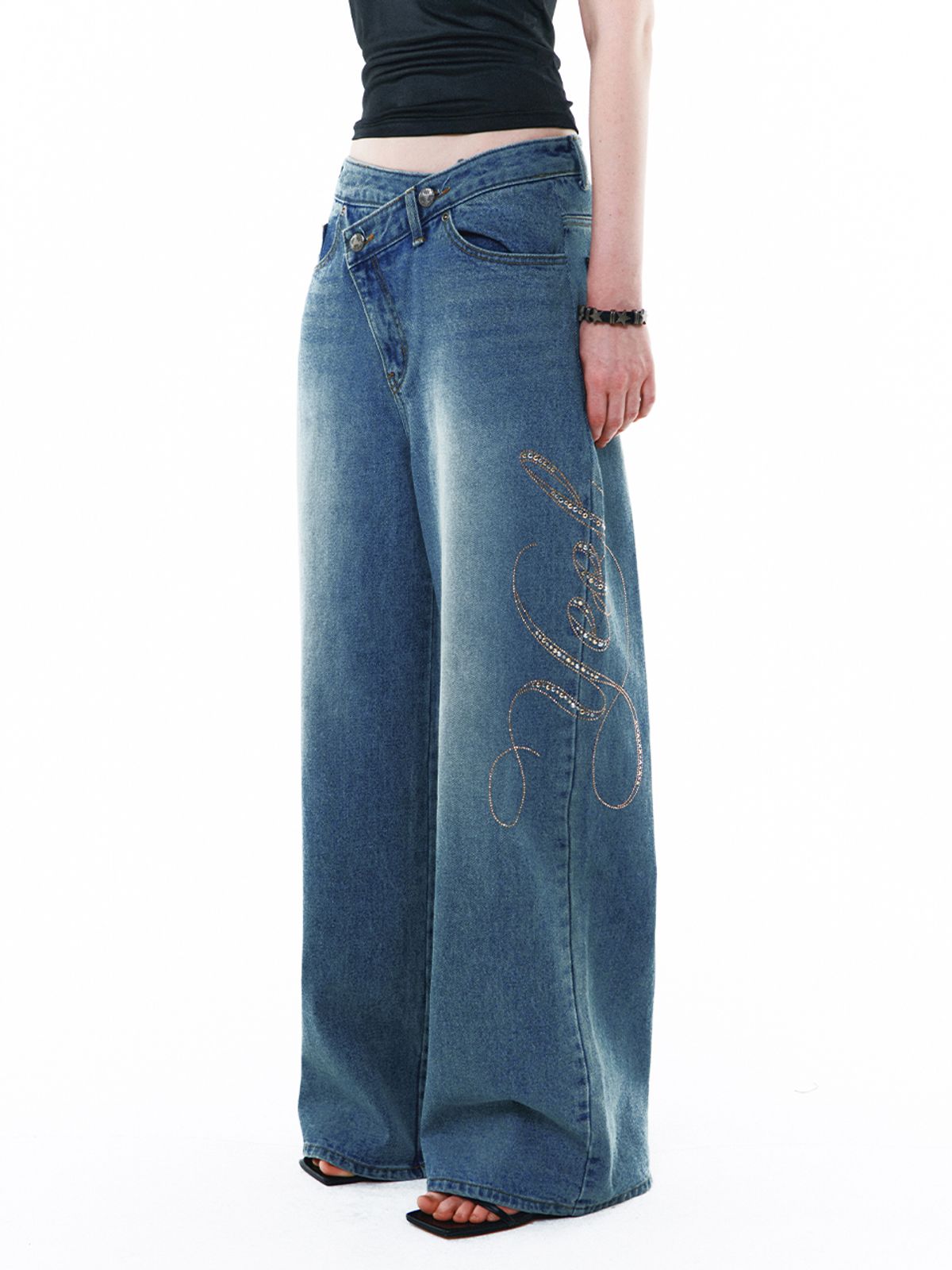 와이이이엘(YEEL) YEEL SIDE CUBIC DENIM PANTS BLUE