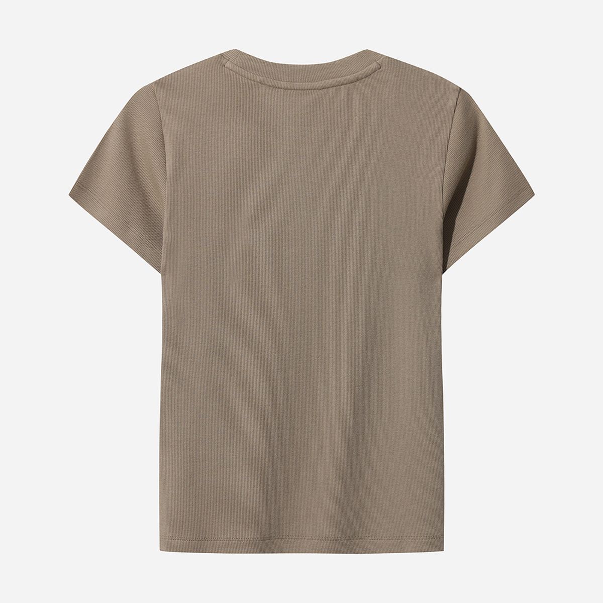 디오디(DOD) 골지 라운드 반팔 티셔츠 여자(DARK BEIGE)