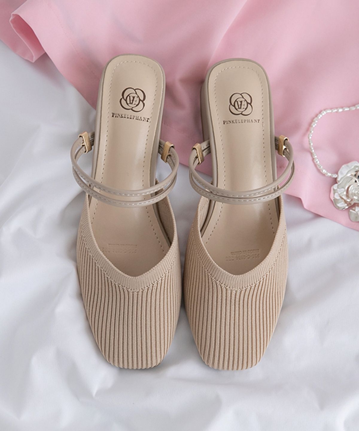 분홍코끼리(PINK ELEPHANT) (쫀득몰드창) 발라드 니트 슬링백 블로퍼(4cm/6cm)