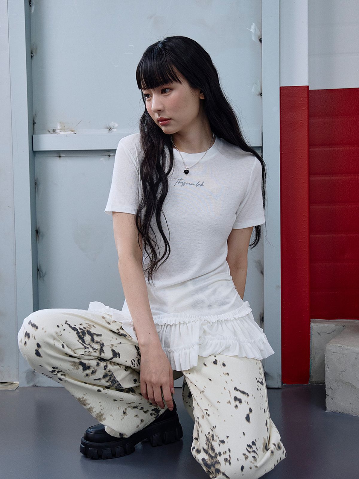 더그린랩(THE GREEN LAB) 캉캉 숏슬리브 티셔츠 [아이보리]