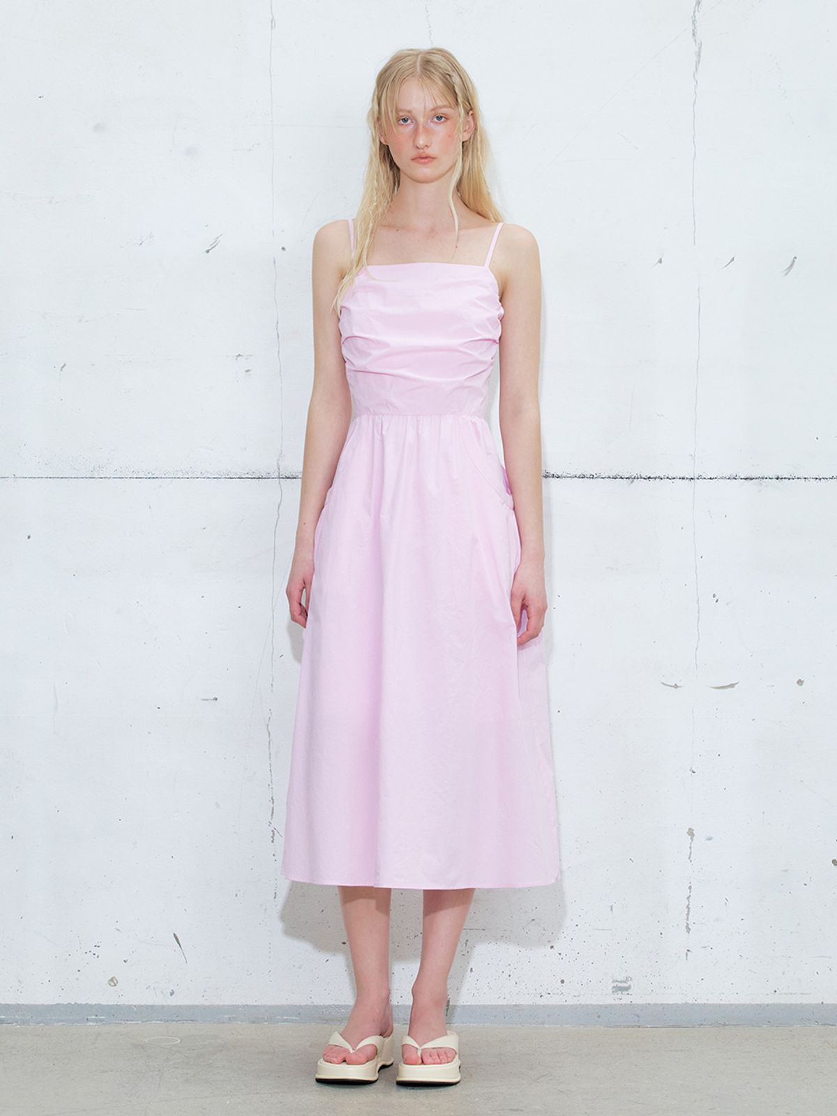 에트몽(ETMON) Slip Shirring Pocket Dress, Lavender Pink