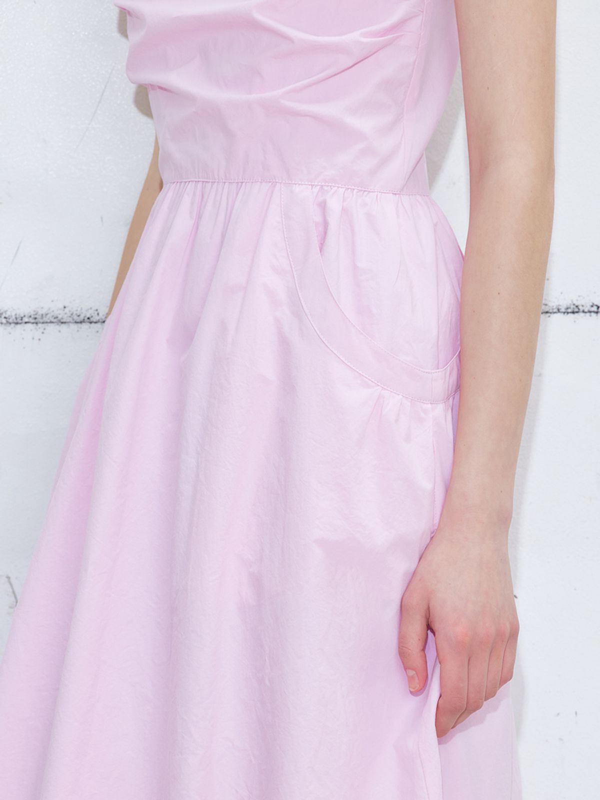 에트몽(ETMON) Slip Shirring Pocket Dress, Lavender Pink